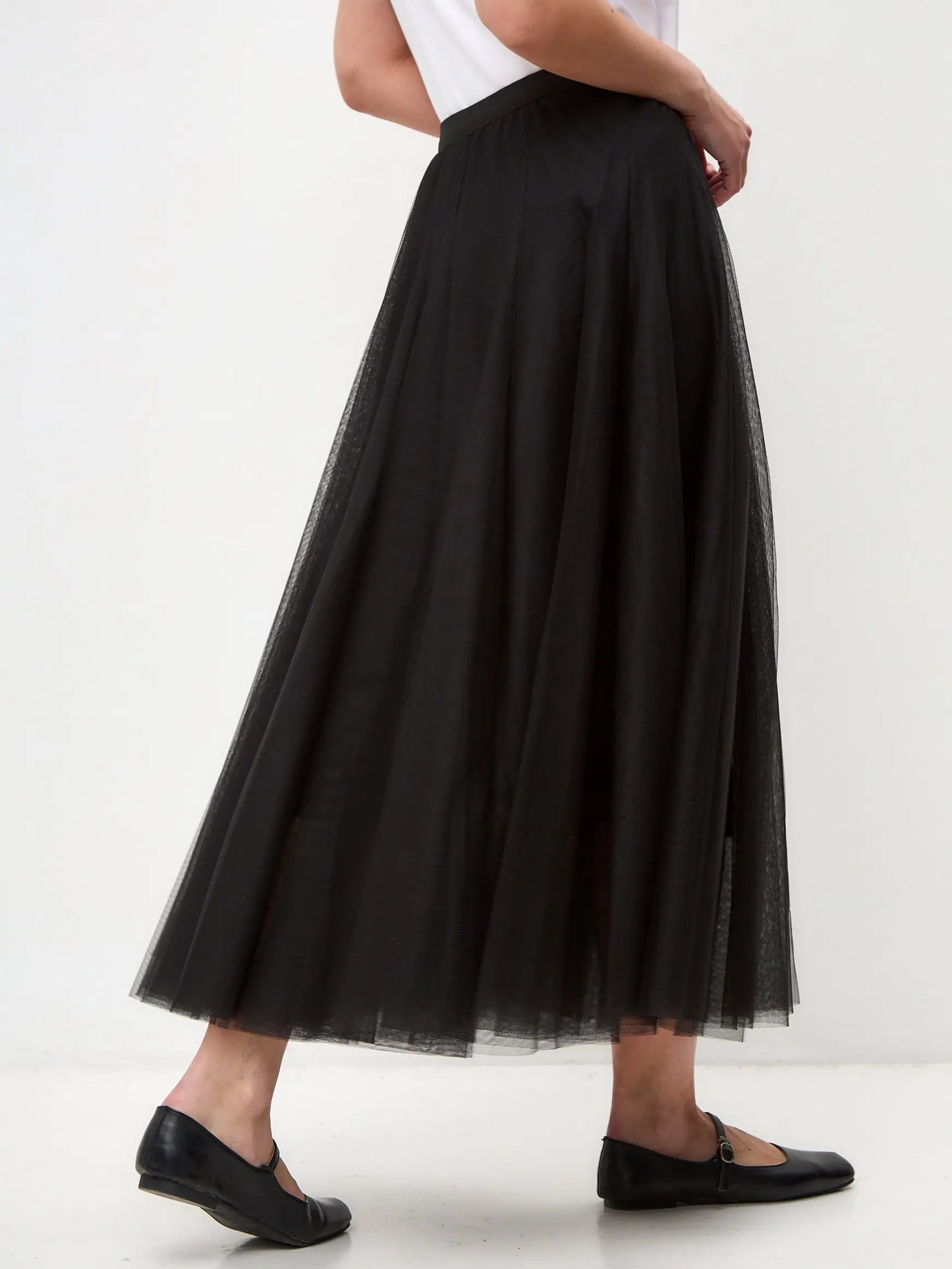Basic set: women’s white t-shirt with a dandy cat and black tulle maxi skirt - Funny Cat | For Cat Lovers | CAT