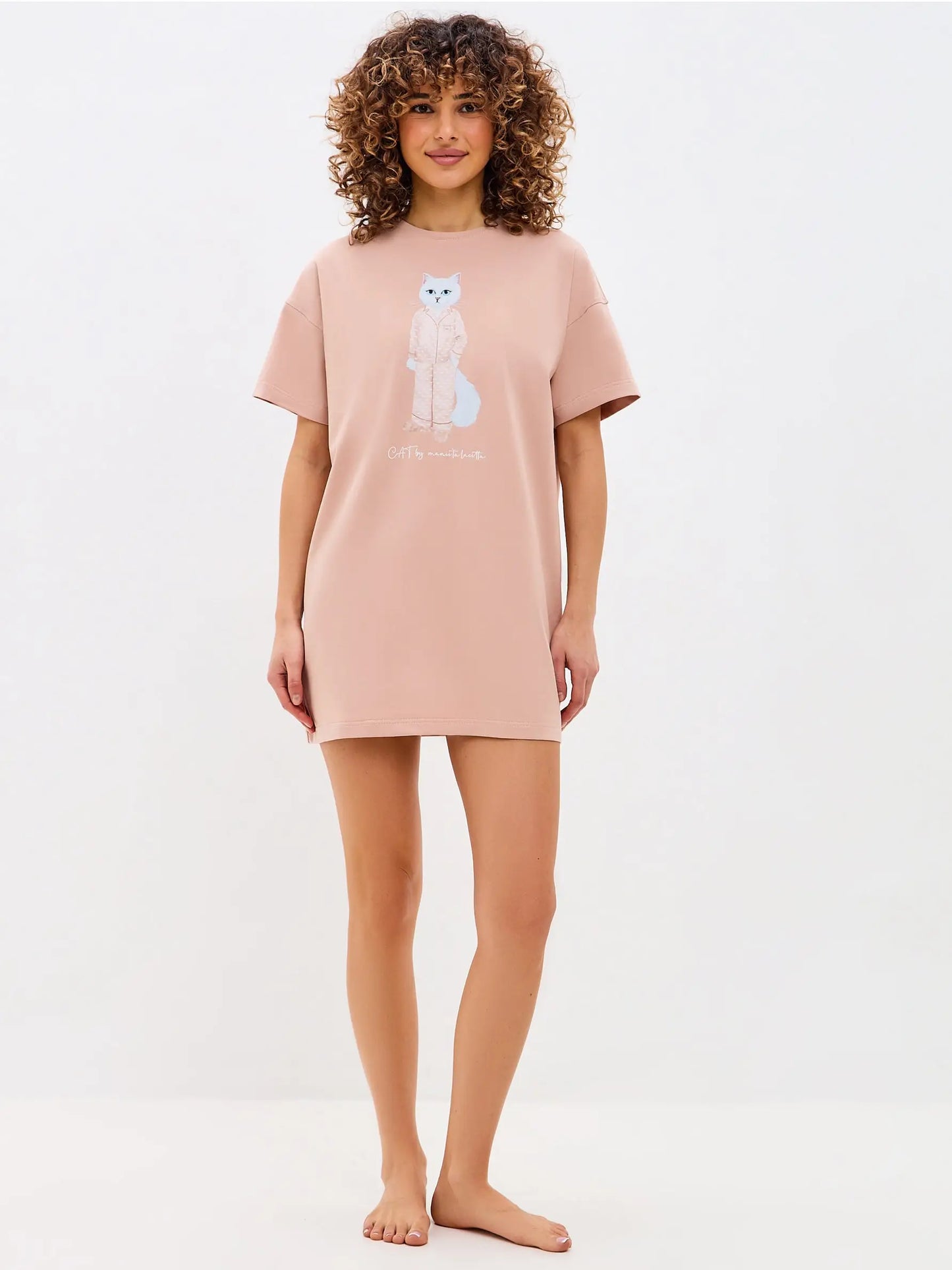 Pink oversized t-shirt pajamas cat - Funny Cat Loungewear | For Cat Lovers | CAT by maniita lacitta