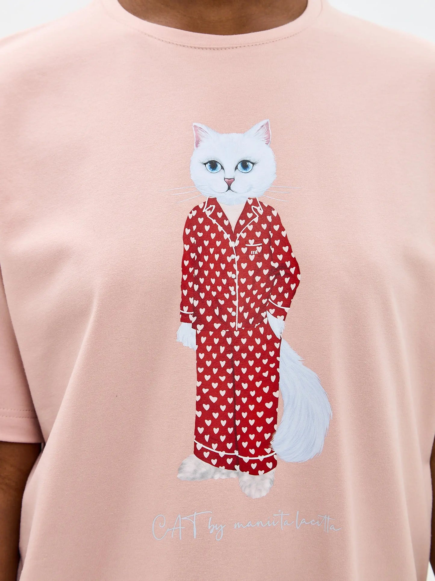 Pink oversized t-shirt pajamas cat - Funny Cat Loungewear | For Cat Lovers | CAT by maniita lacitta