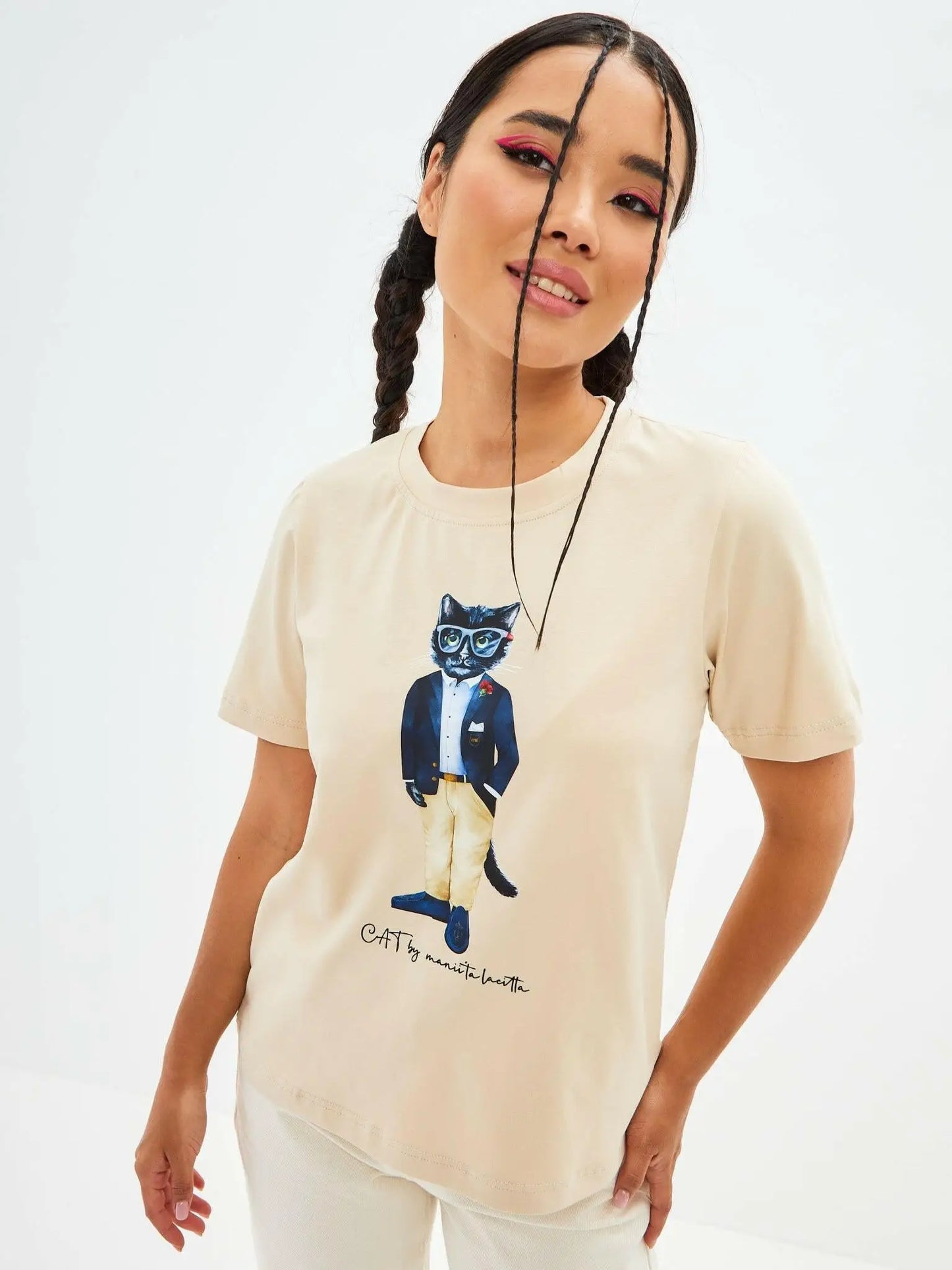 Beige t-shirt regatta cat - Funny Cat T-shirt | For Cat Lovers | CAT by maniita lacitta
