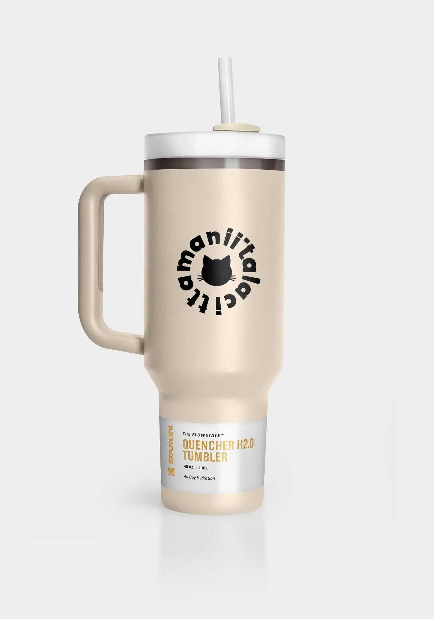 Beige thermos bottle with cat by maniita lacitta - Funny Cat | For Cat Lovers | CAT by maniita lacitta