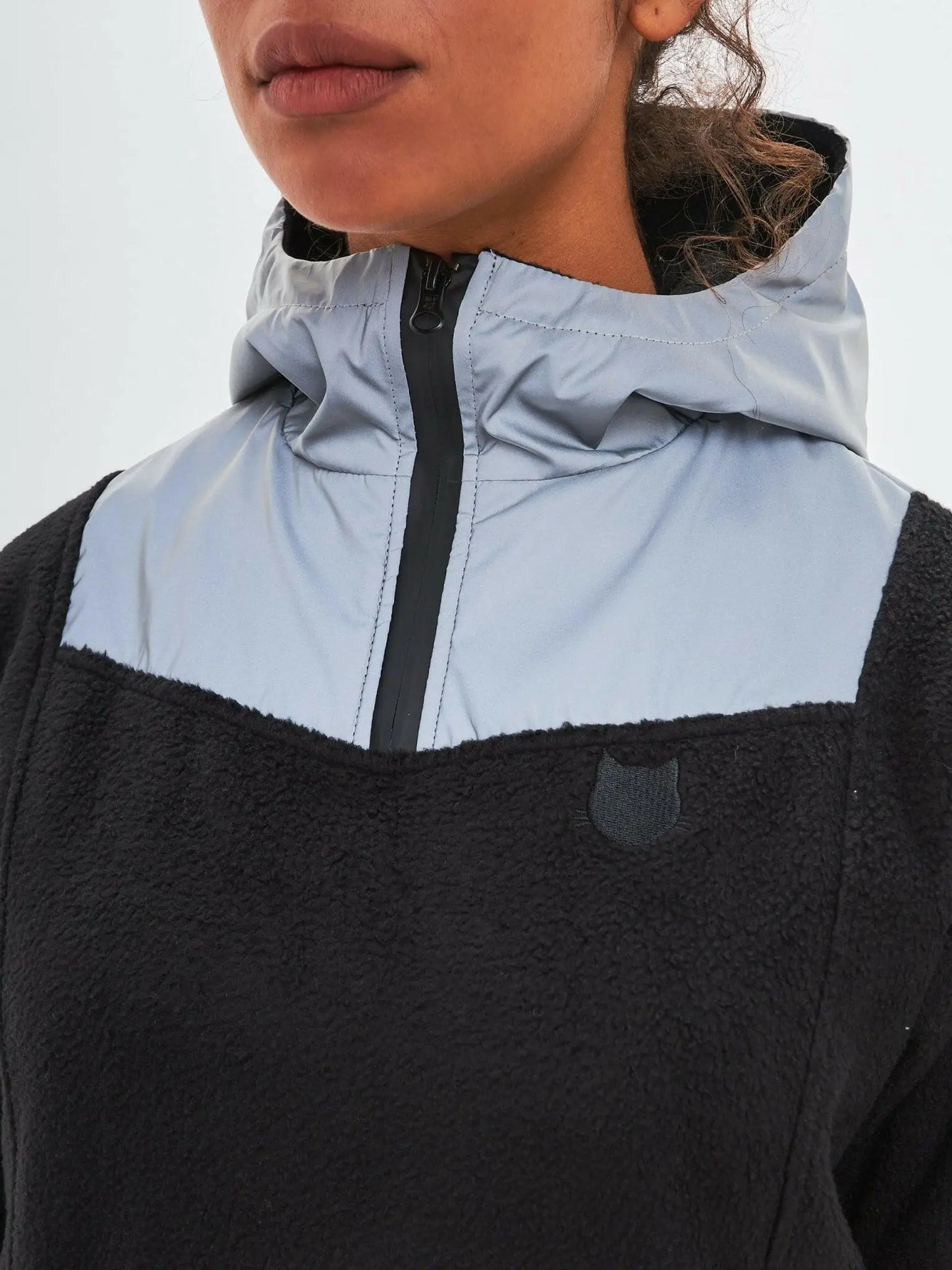 Black fleece hoodie catrain - Funny Cat Fleece (recycled) | For Cat Lovers | CAT by maniita lacitta