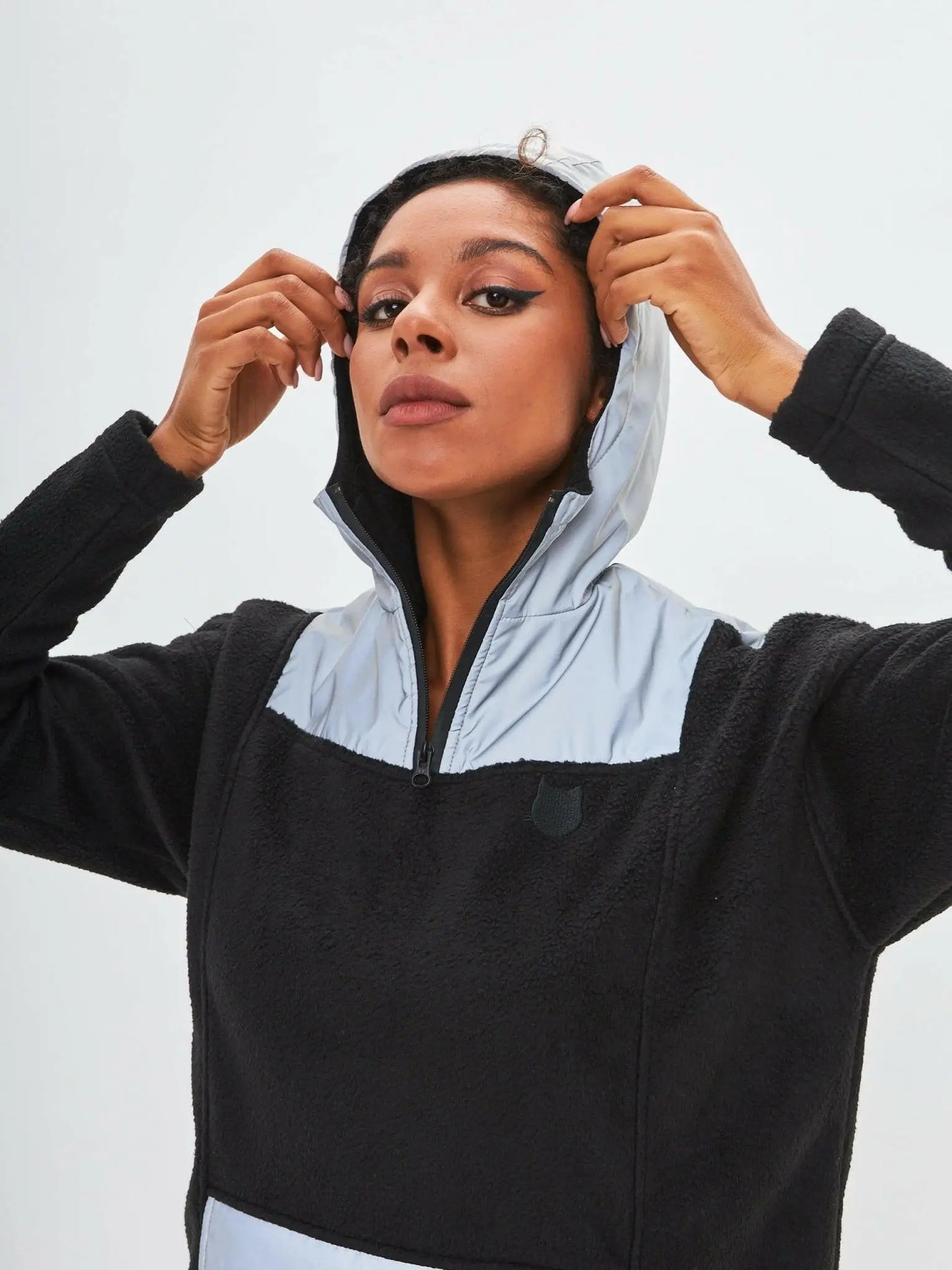 Black fleece hoodie catrain - Funny Cat Fleece (recycled) | For Cat Lovers | CAT by maniita lacitta