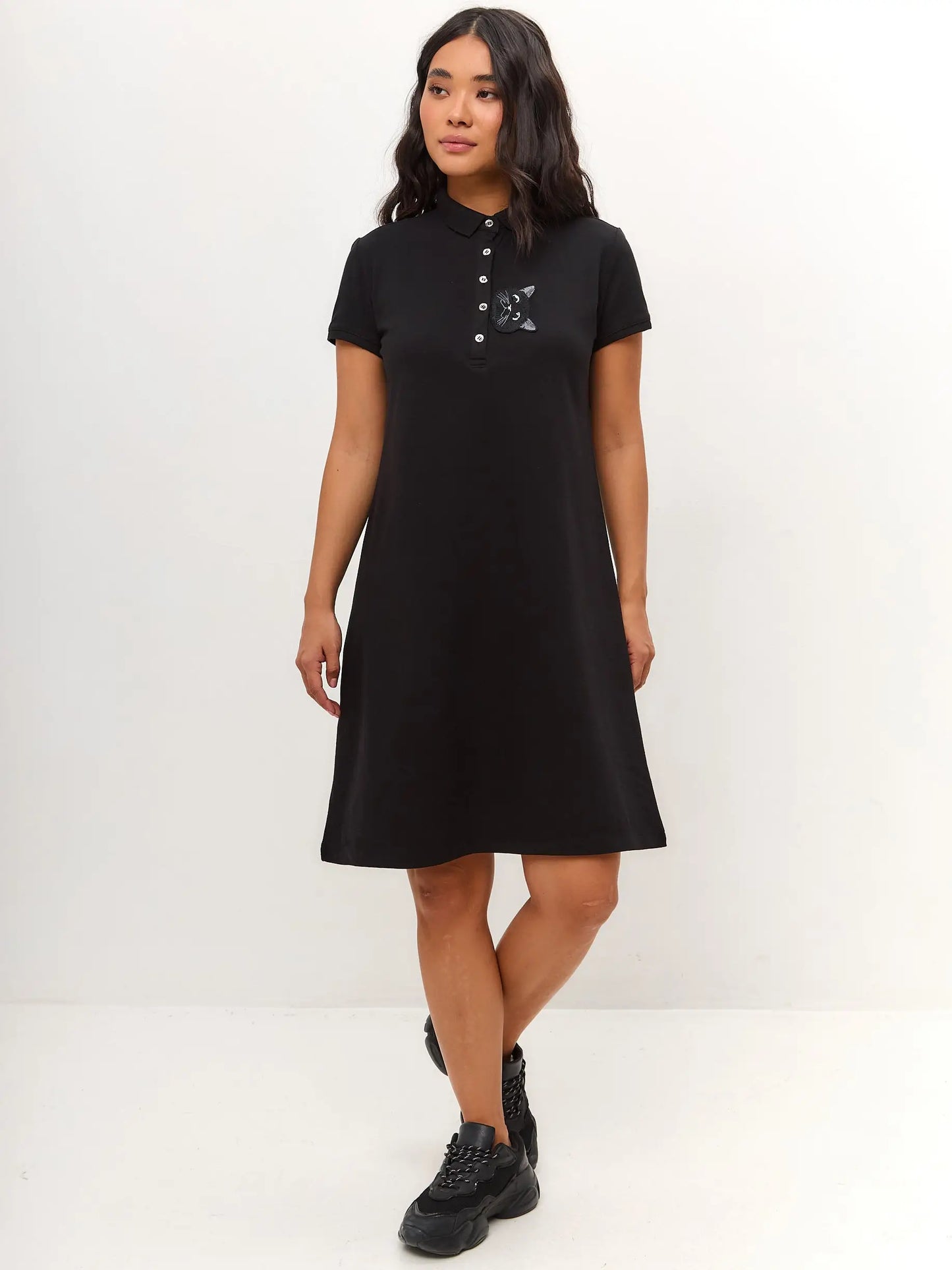Black polo dress cat - Funny Cat Polo t-shirt & dress | For Cat Lovers | CAT by maniita