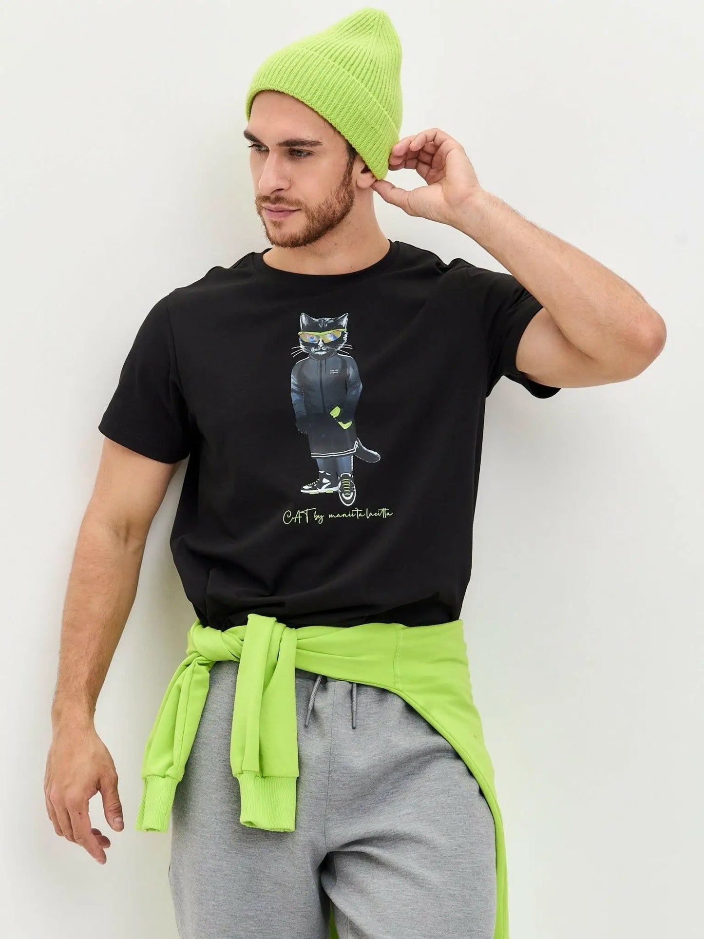 Black printed t-shirt sport cat - Funny Cat T-shirt | For Cat Lovers | CAT by maniita lacitta