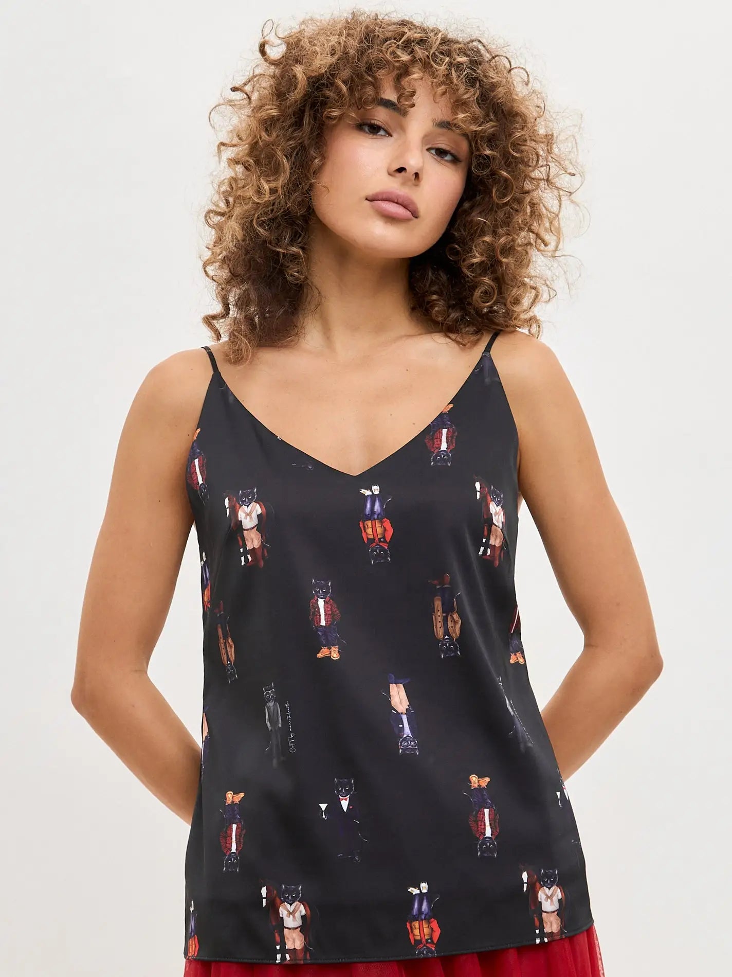 Black Silk Top CAT - Silk top