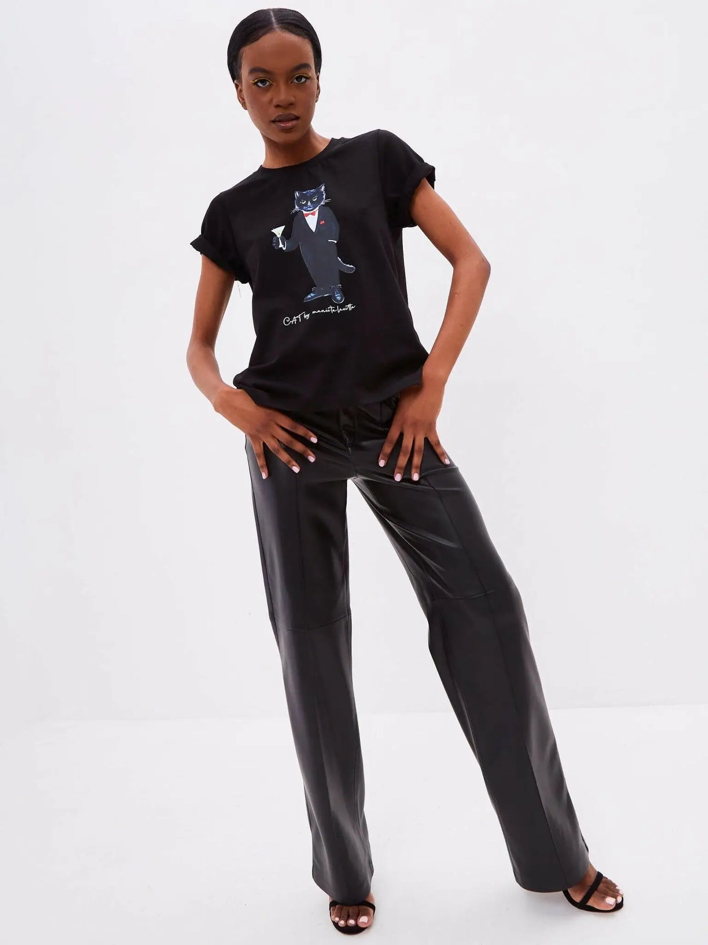 Black t-shirt dandy cat - Funny Cat T-shirt | For Cat Lovers | CAT by maniita lacitta