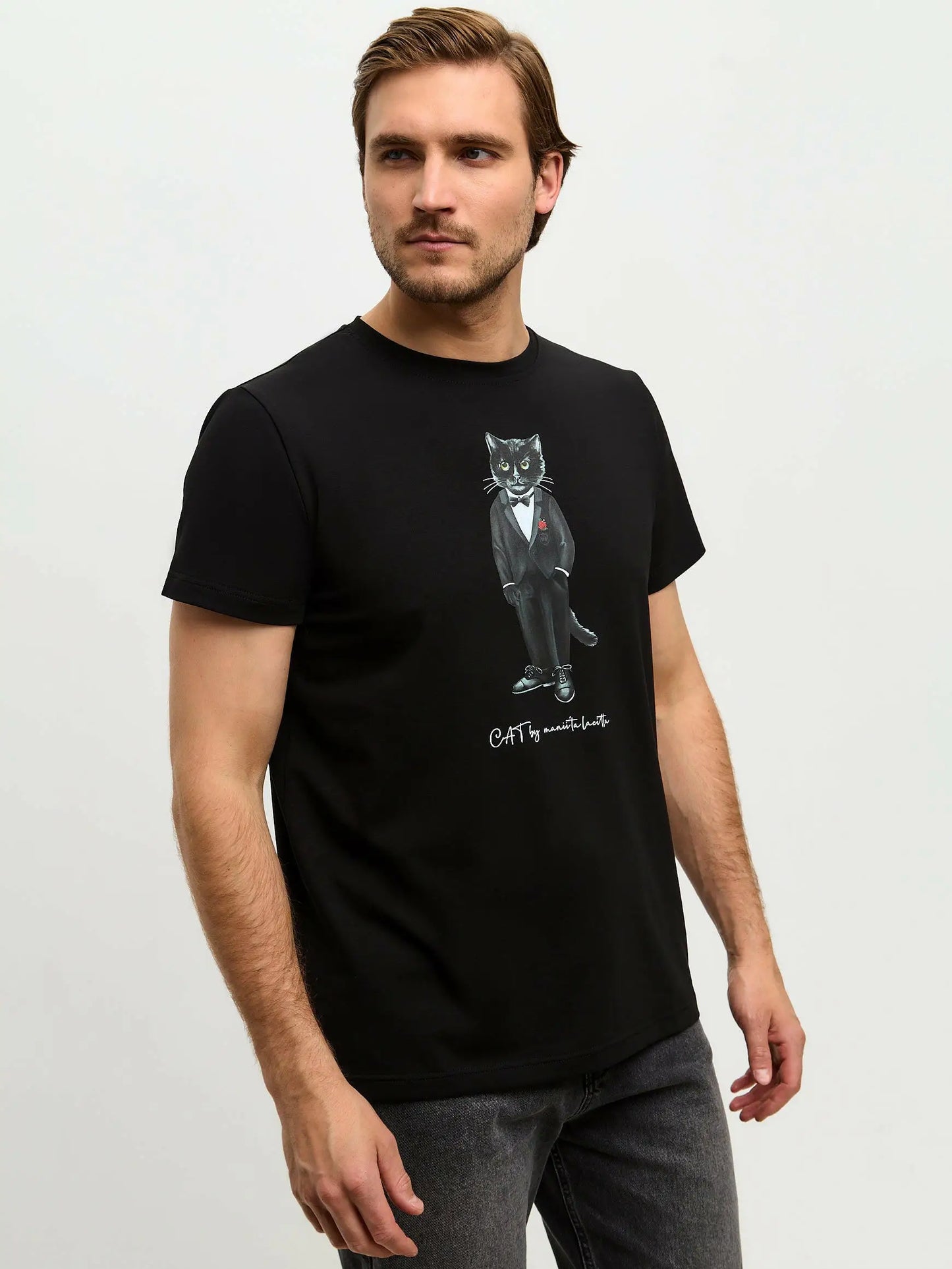 Black t-shirt groom cat - Funny Cat T-shirt | For Cat Lovers | CAT by maniita lacitta
