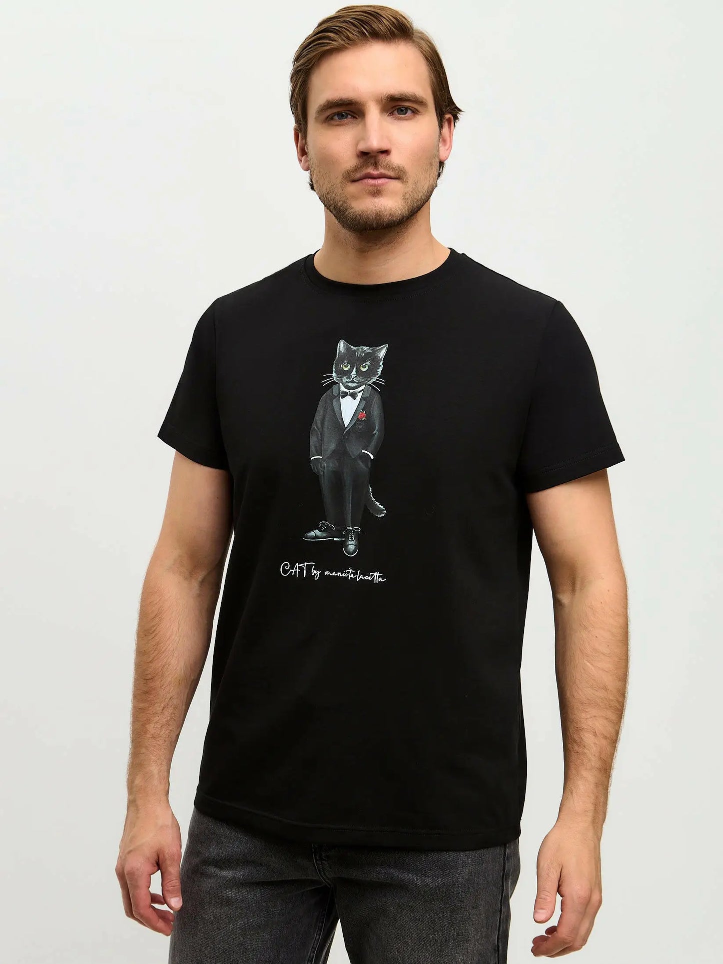 Black t-shirt groom cat - Funny Cat T-shirt | For Cat Lovers | CAT by maniita lacitta