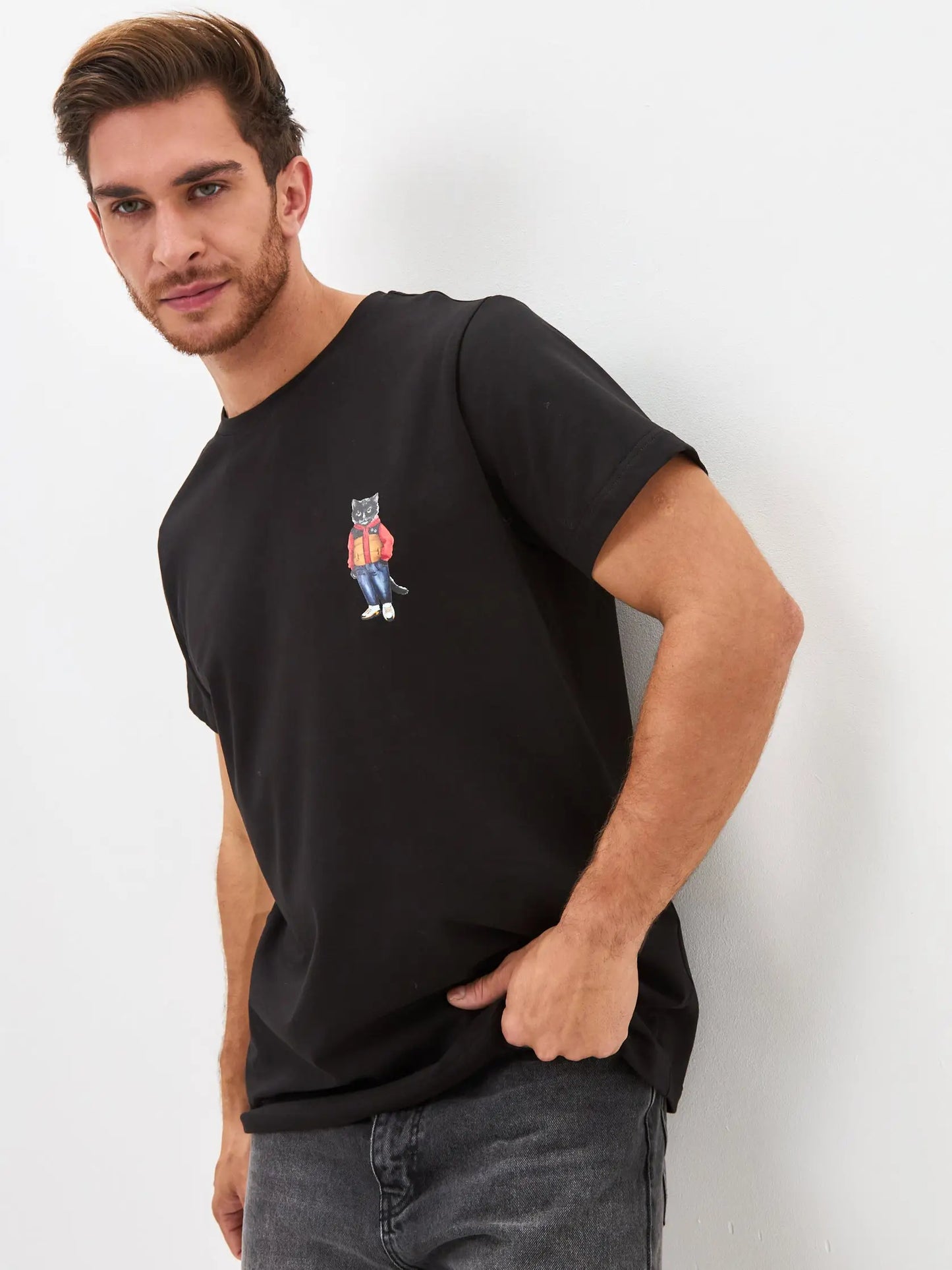Black t-shirt sport casual cat - Funny Cat T-shirt | For Cat Lovers | CAT by maniita lacitta
