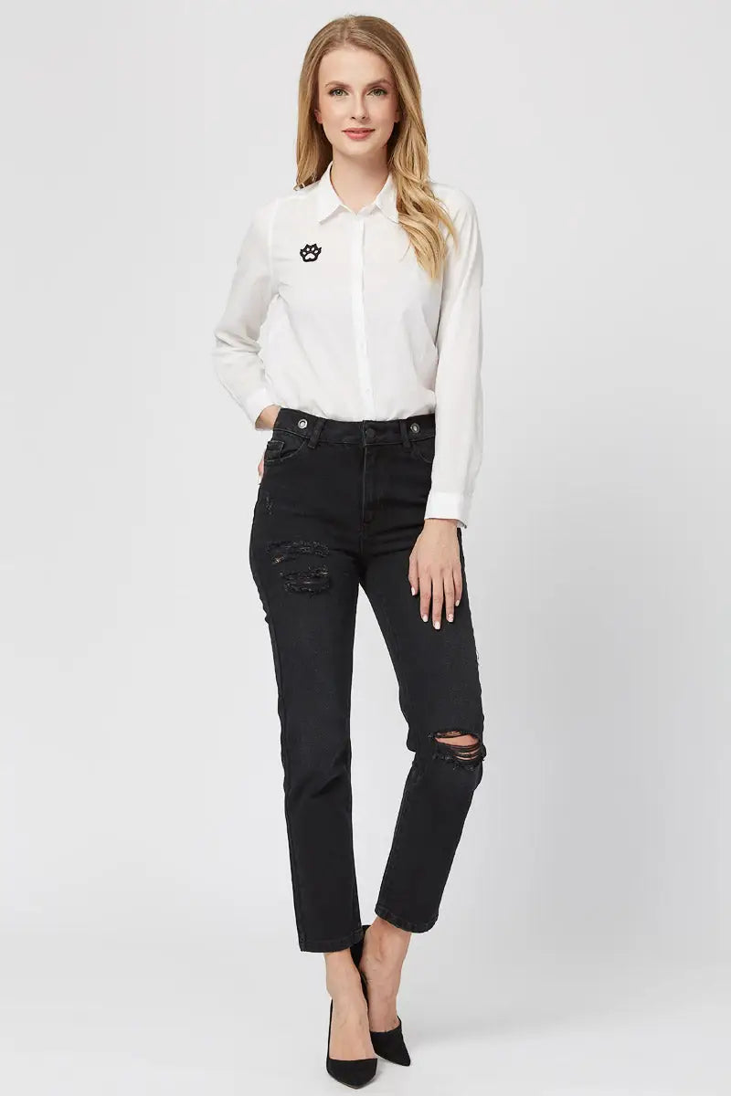 Black women’s jeans - Funny Cat Bottom | For Cat Lovers | CAT by maniita lacitta