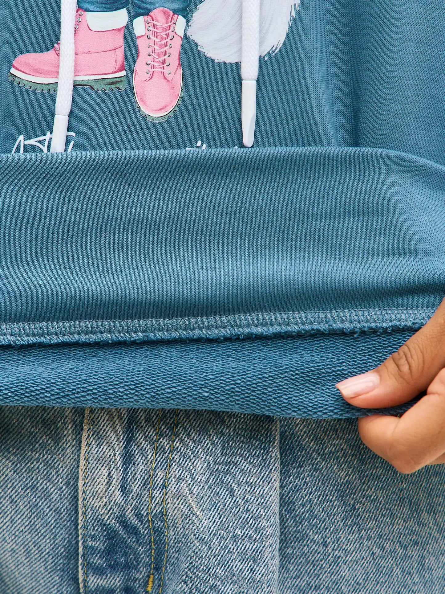 Blue Printed Hoodie WHITE COUNTRY CAT - Hoodie & sweatshirt