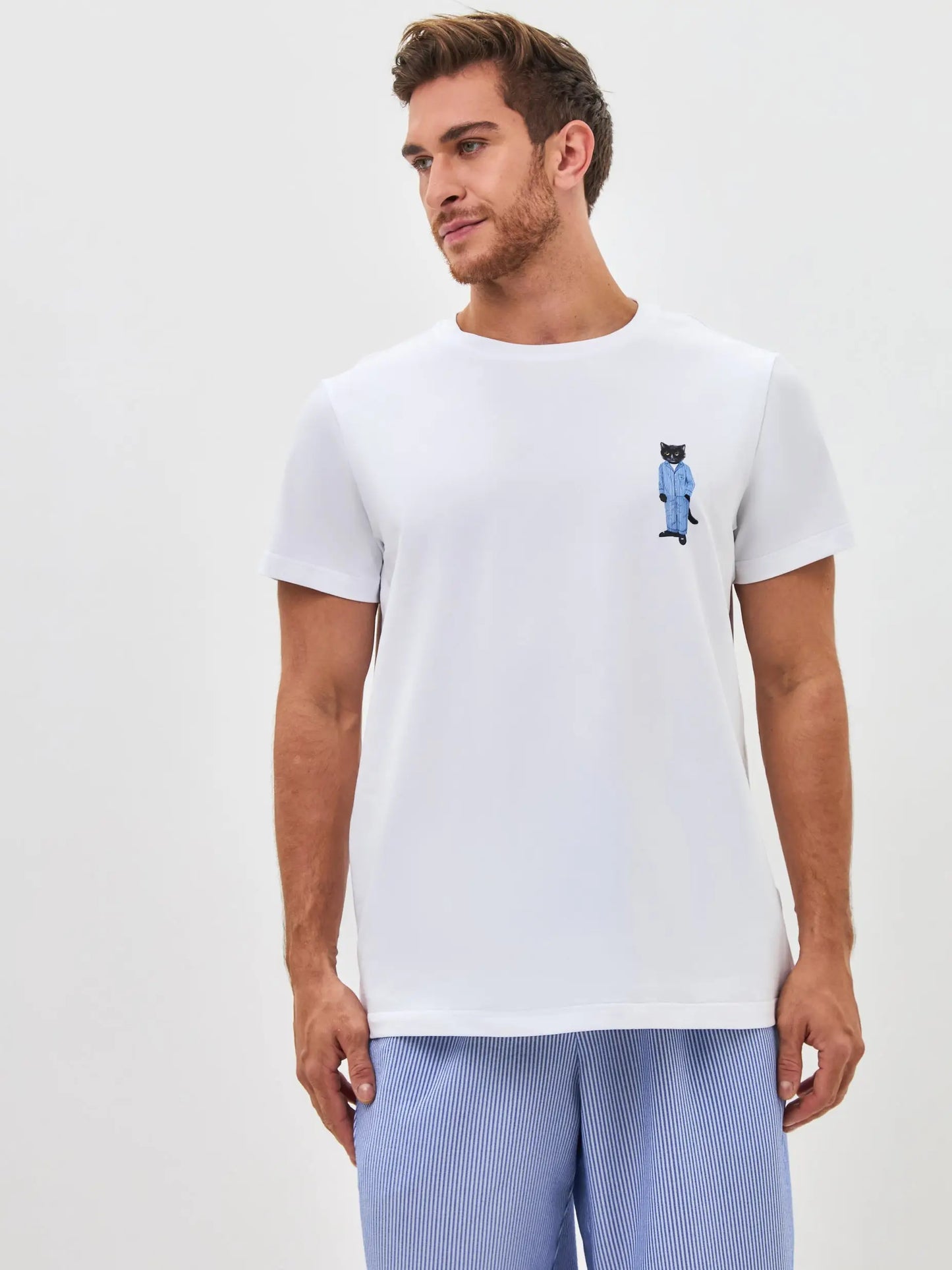 Blue pajamas catsleepm - Funny Cat Loungewear | For Cat Lovers | CAT by maniita lacitta