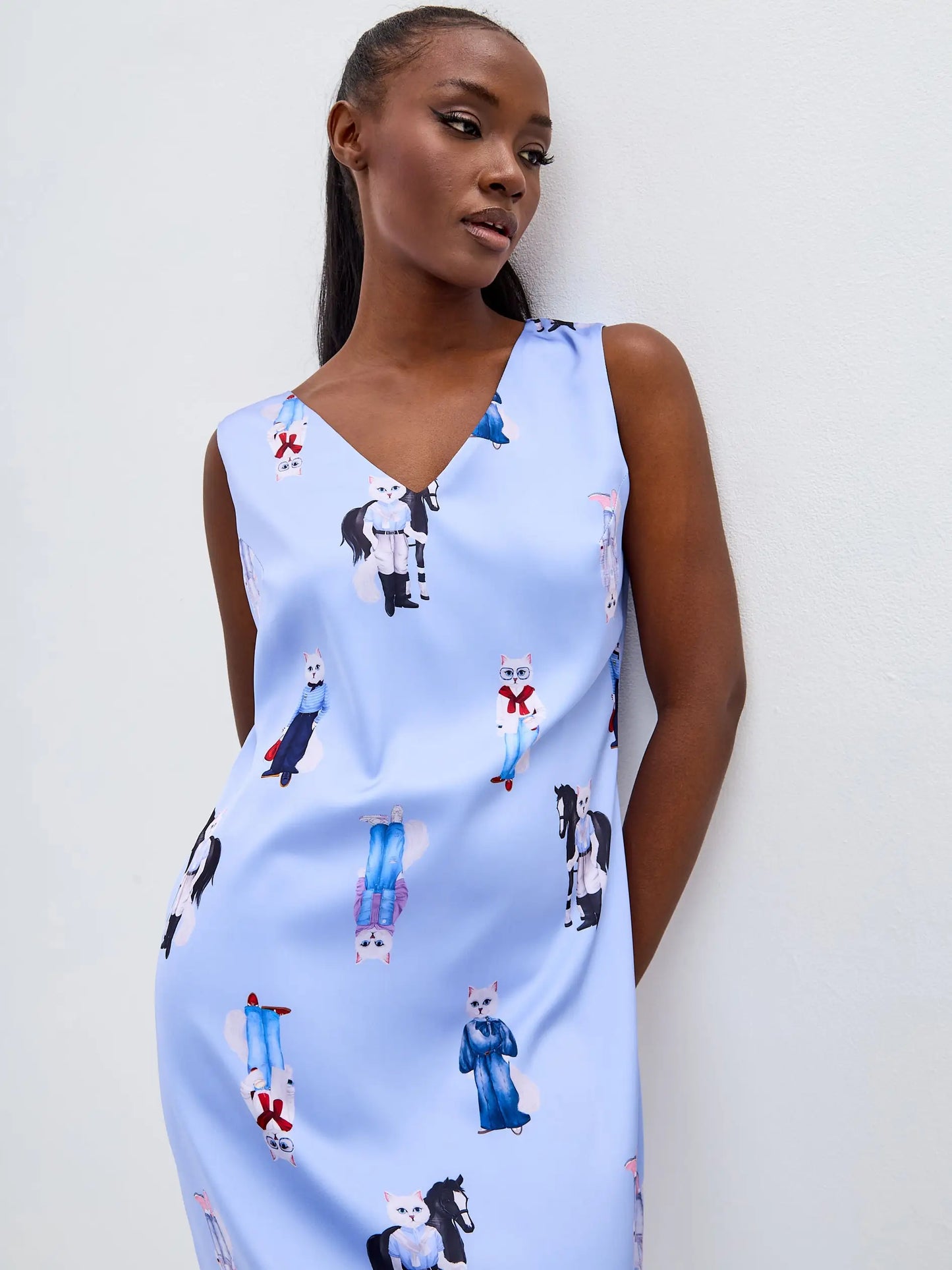 Blue silk loungewear - Funny Cat Loungewear | For Cat Lovers | CAT by maniita lacitta