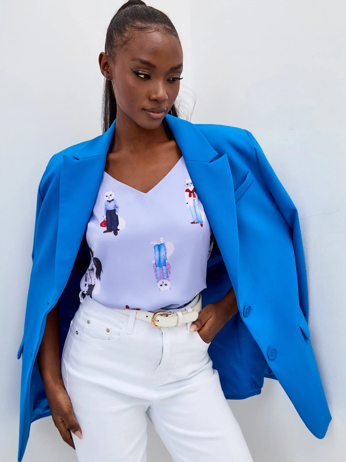 Blue Silk Top CAT - Silk top