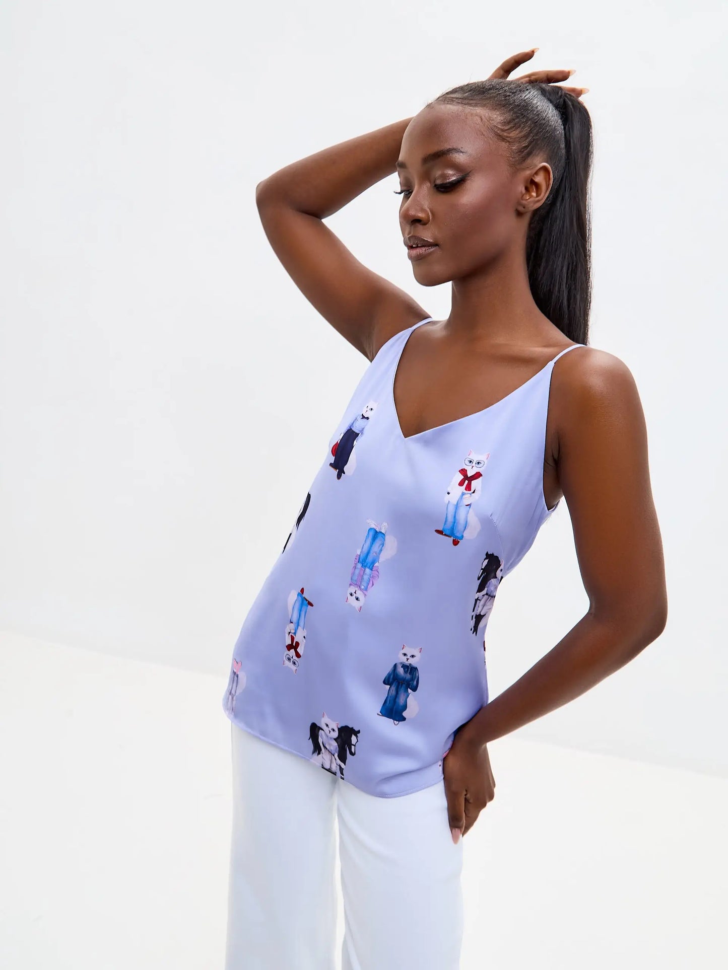Blue Silk Top CAT - Silk top