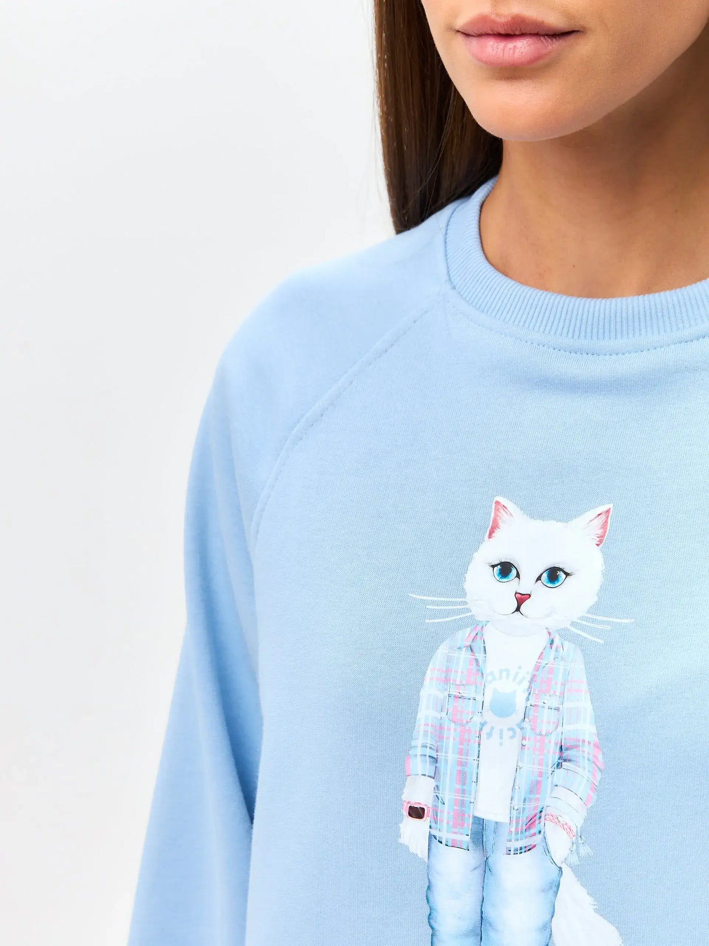 Blue Printed Sweatshirt WHITE COUNTRY CAT - Hoodie & sweatshirt