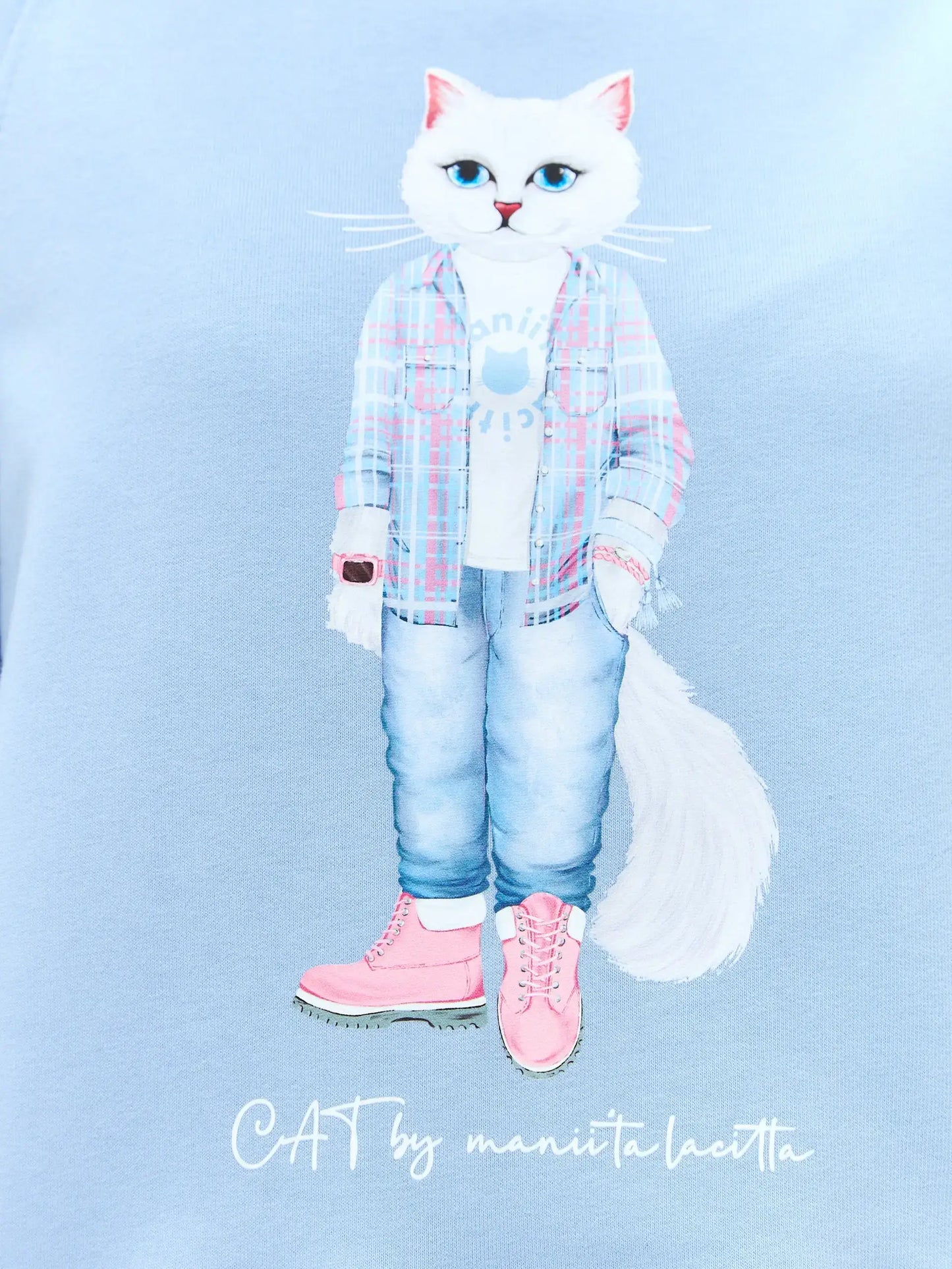 Blue Printed Sweatshirt WHITE COUNTRY CAT - Hoodie & sweatshirt