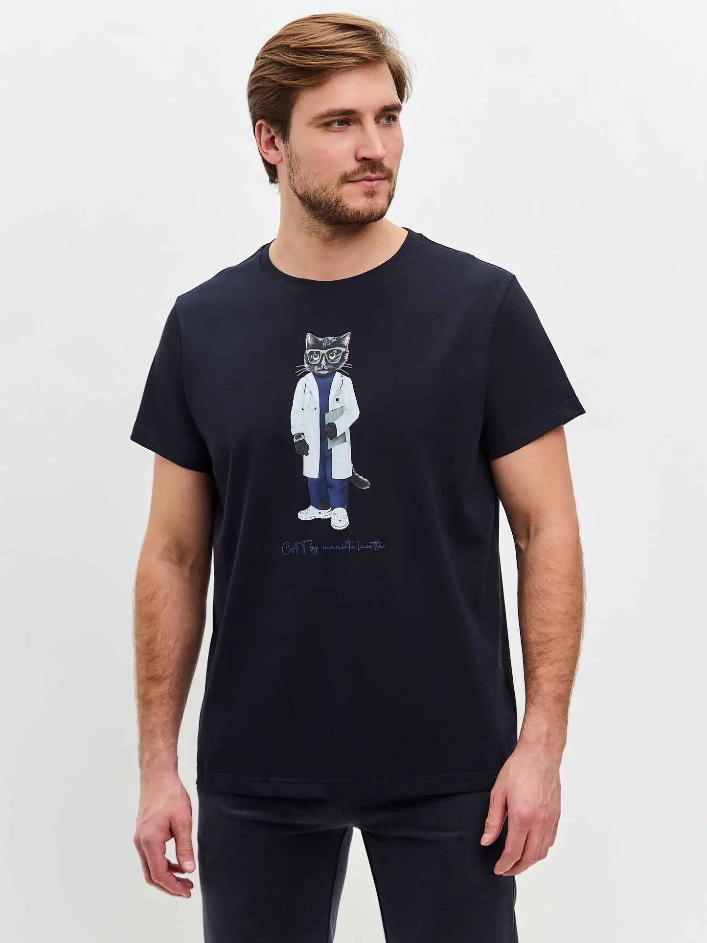 Blue t-shirt doctor cat - Funny Cat T-shirt | For Cat Lovers | CAT by maniita lacitta