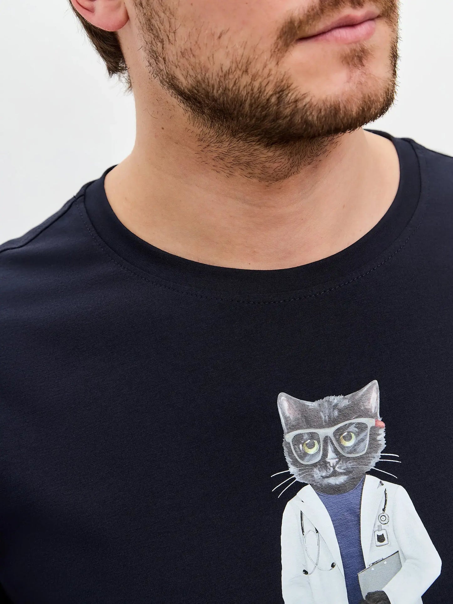 Blue Printed T-shirt DOCTOR CAT - T-shirt