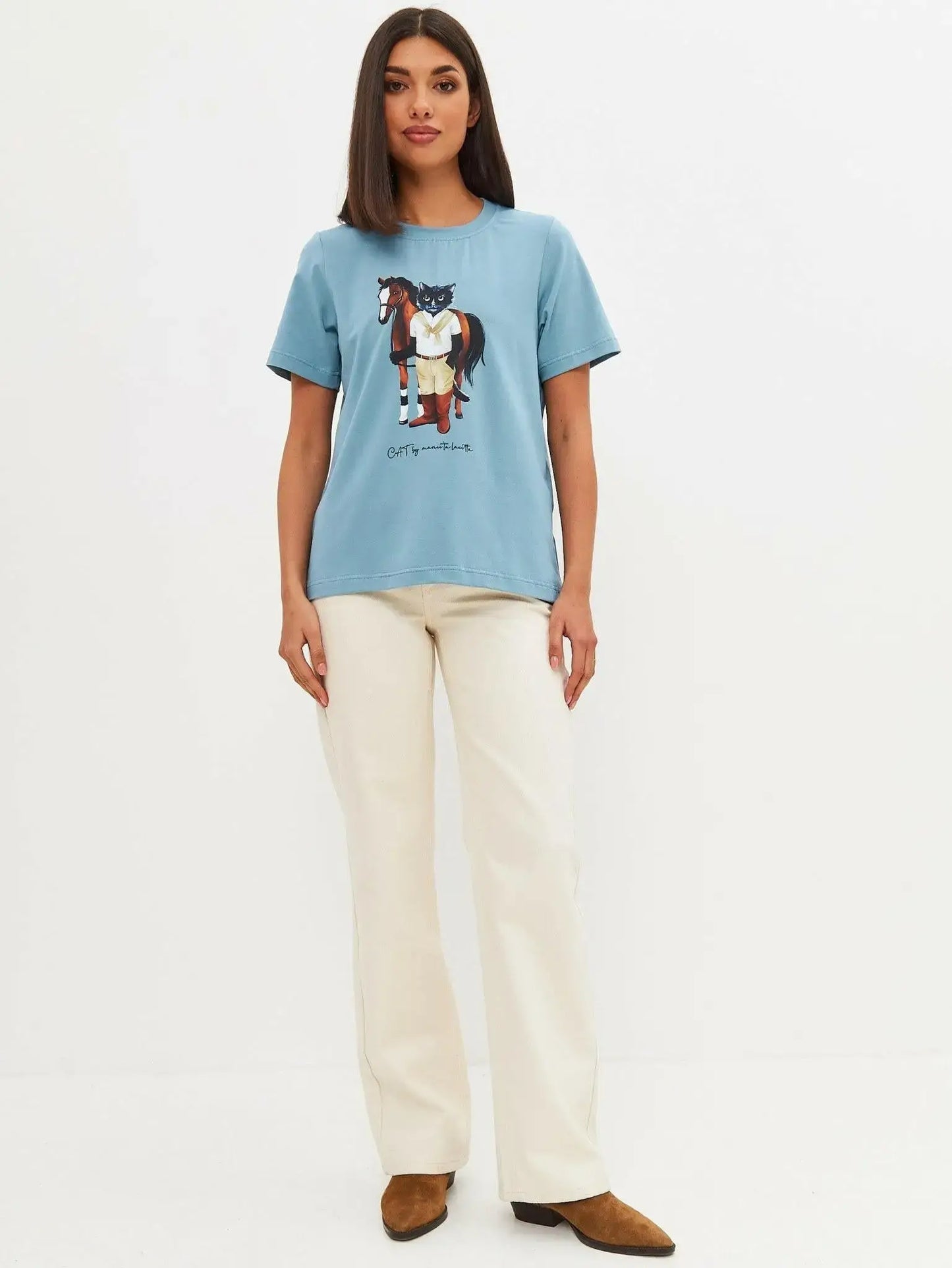 Blue t-shirt rider cat - Funny Cat T-shirt | For Cat Lovers | CAT by maniita lacitta