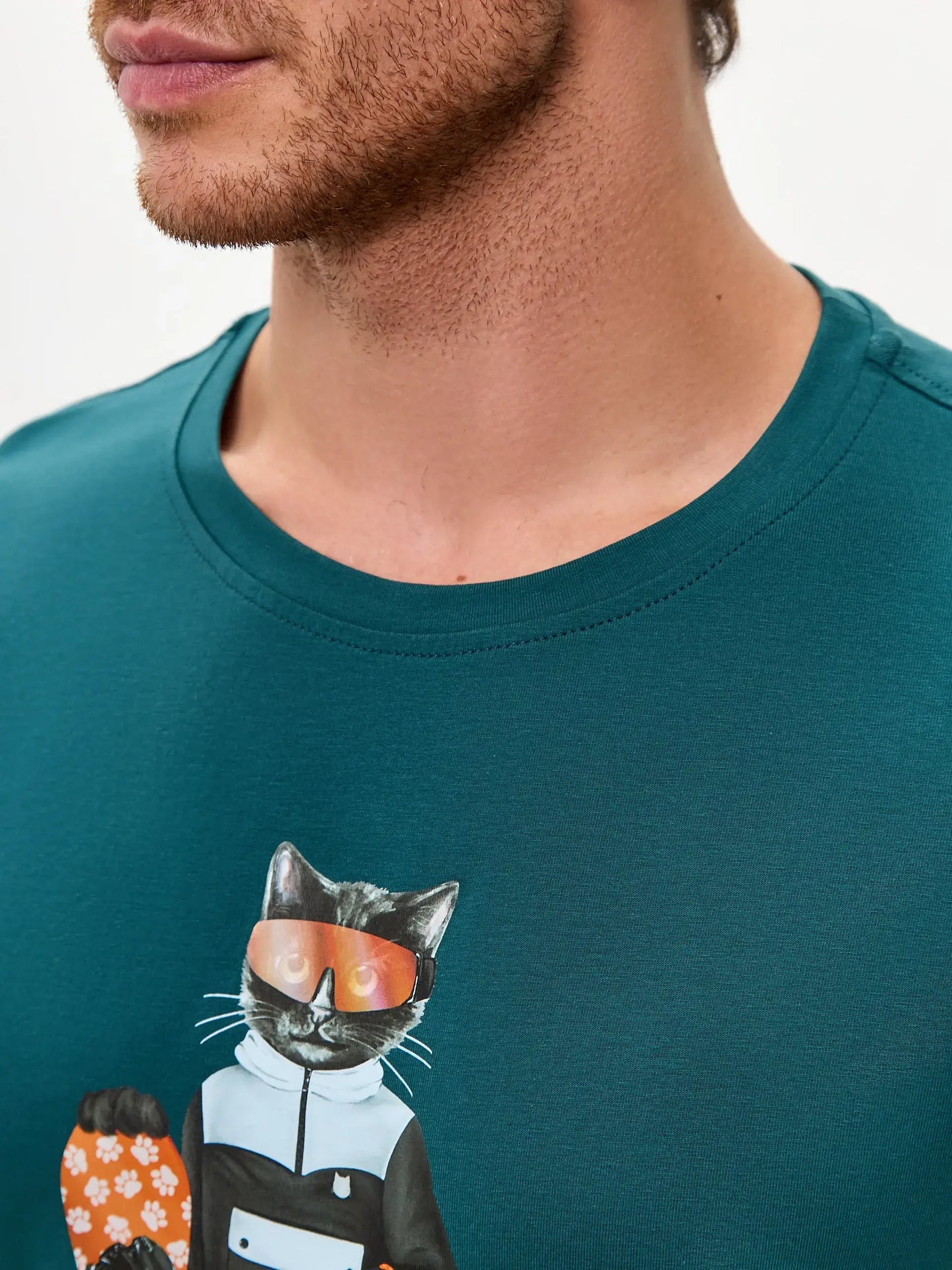 Blue Printed T-shirt SNOWBOARD CAT - T-shirt