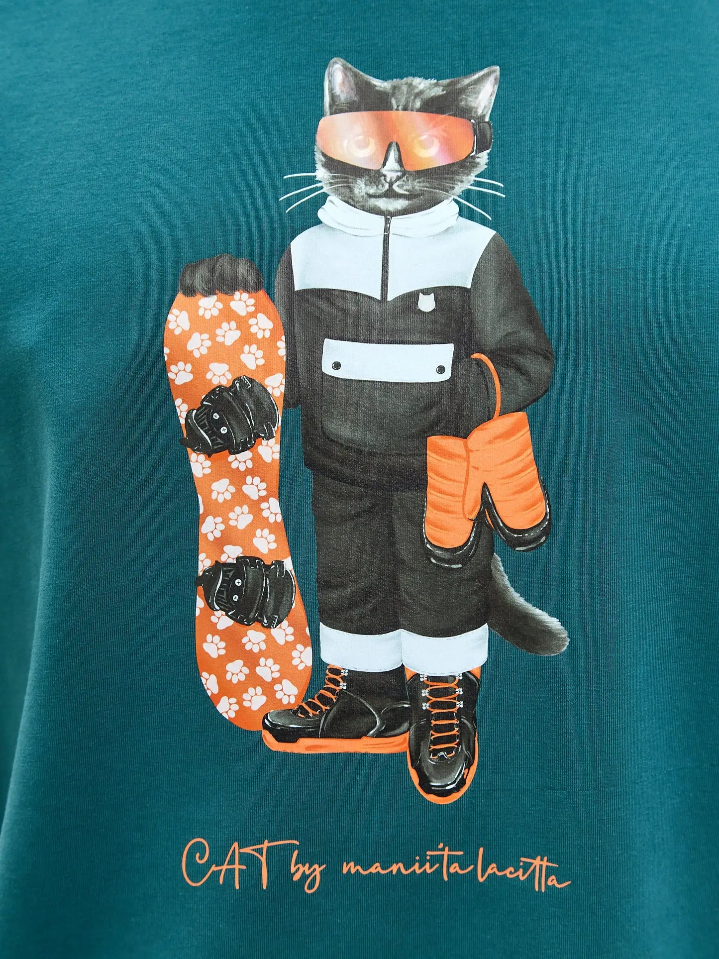 Blue Printed T-shirt SNOWBOARD CAT - T-shirt