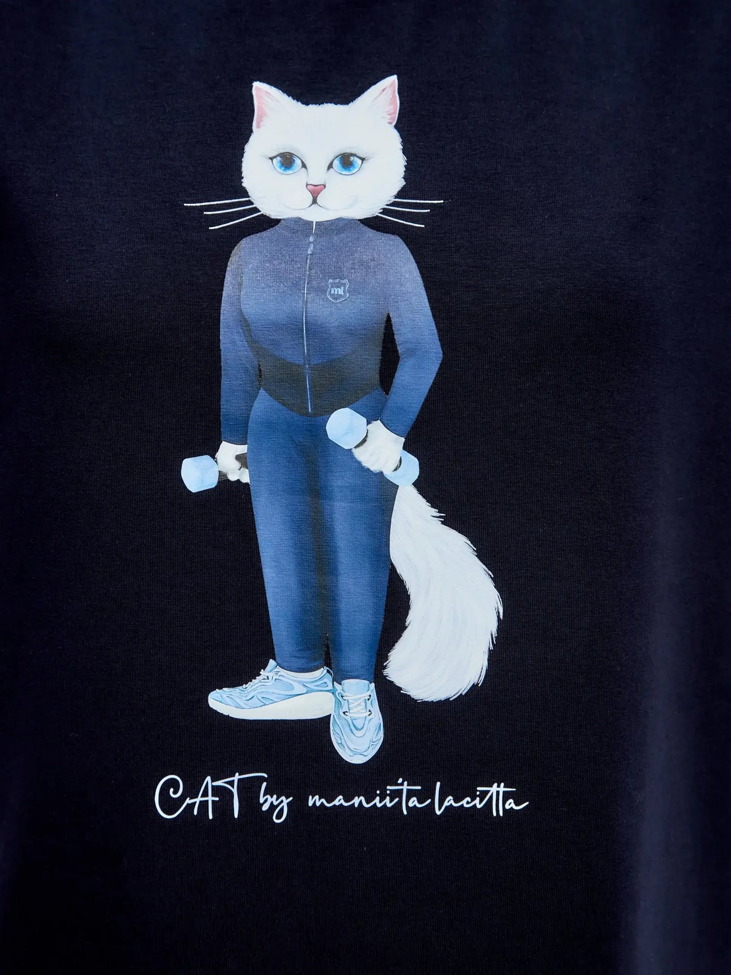 Blue Printed T-shirt SPORT WHITE CAT - T-shirt