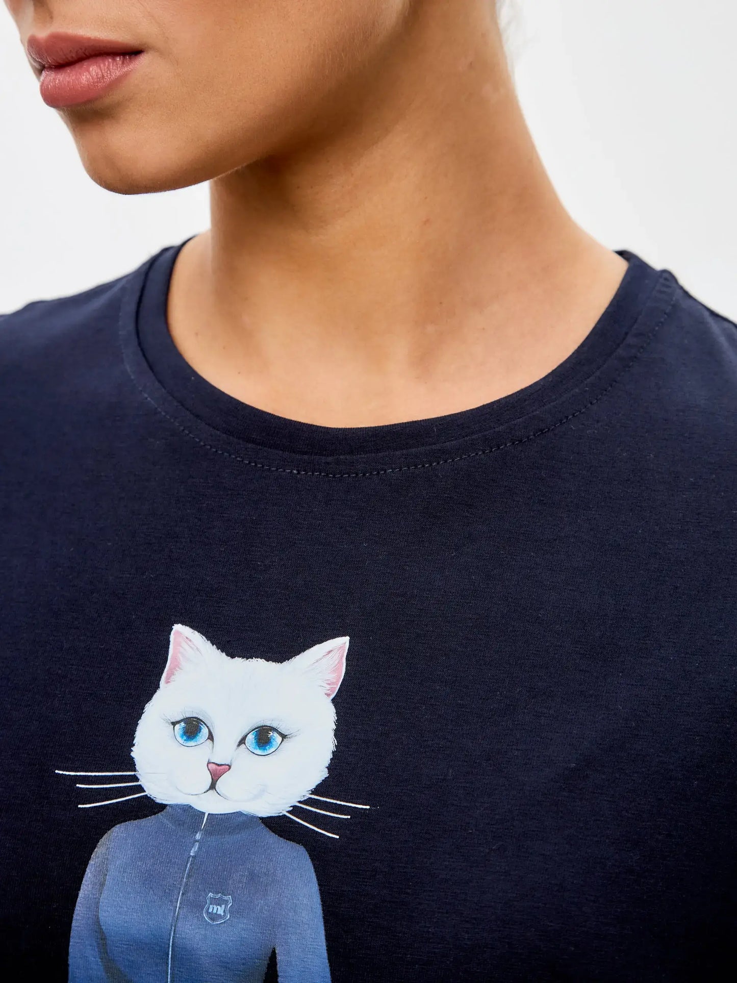 Blue Printed T-shirt SPORT WHITE CAT - T-shirt