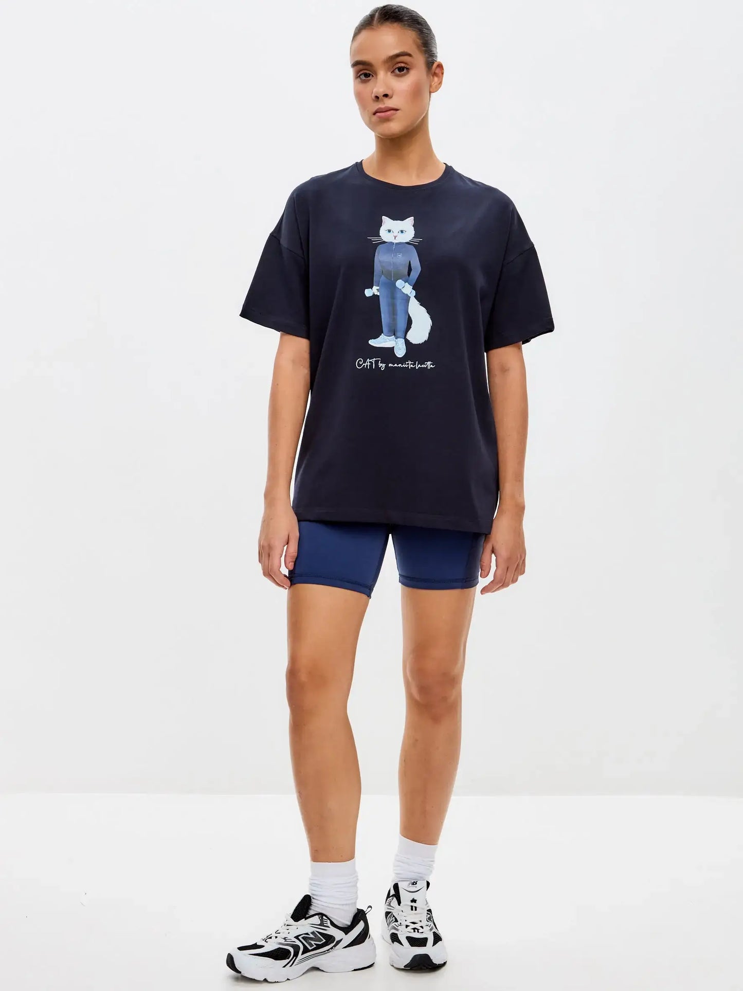 Blue Printed T-shirt SPORT WHITE CAT - T-shirt