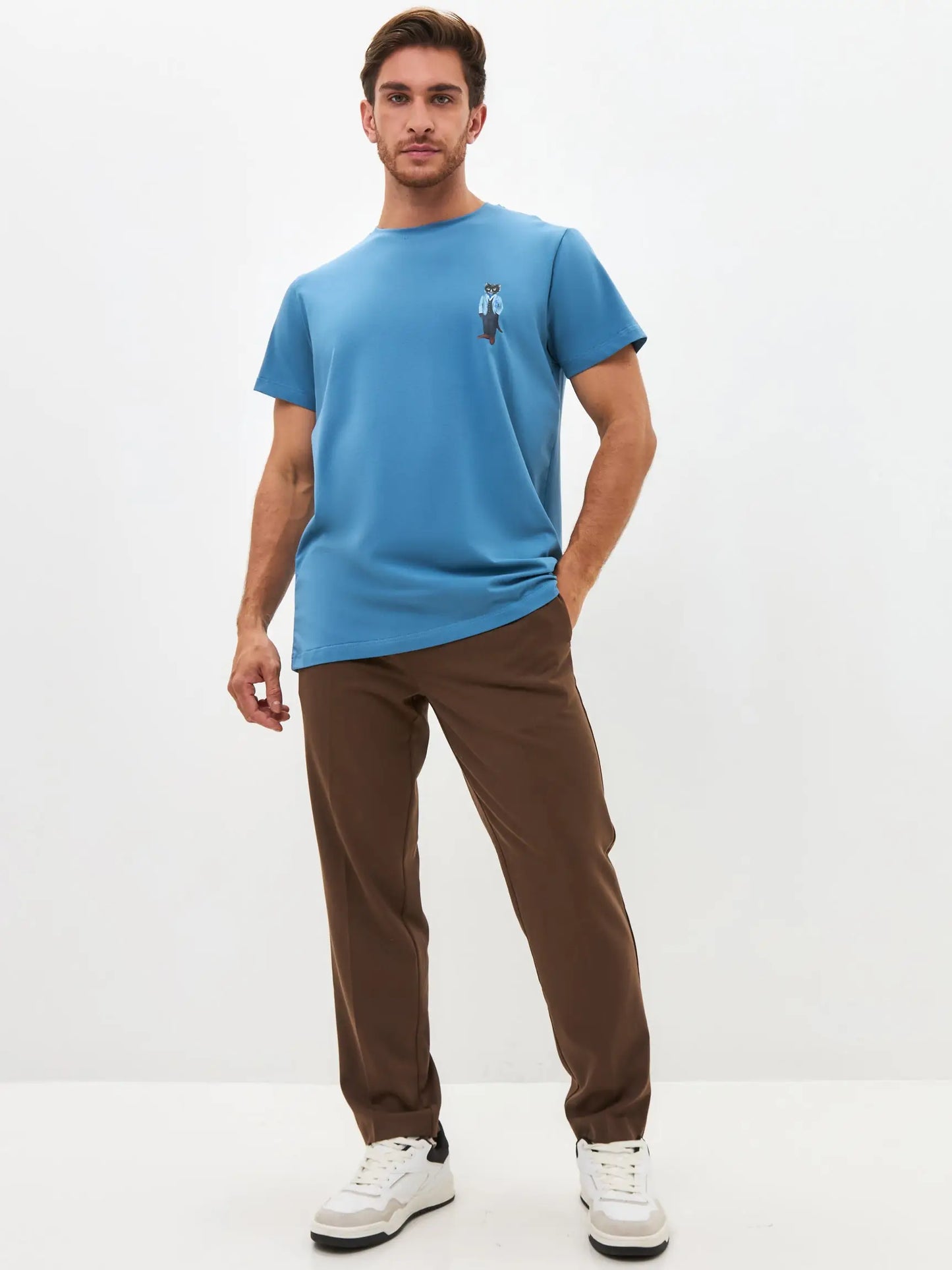 Blue Printed T-shirt SUIT CAT - T-shirt