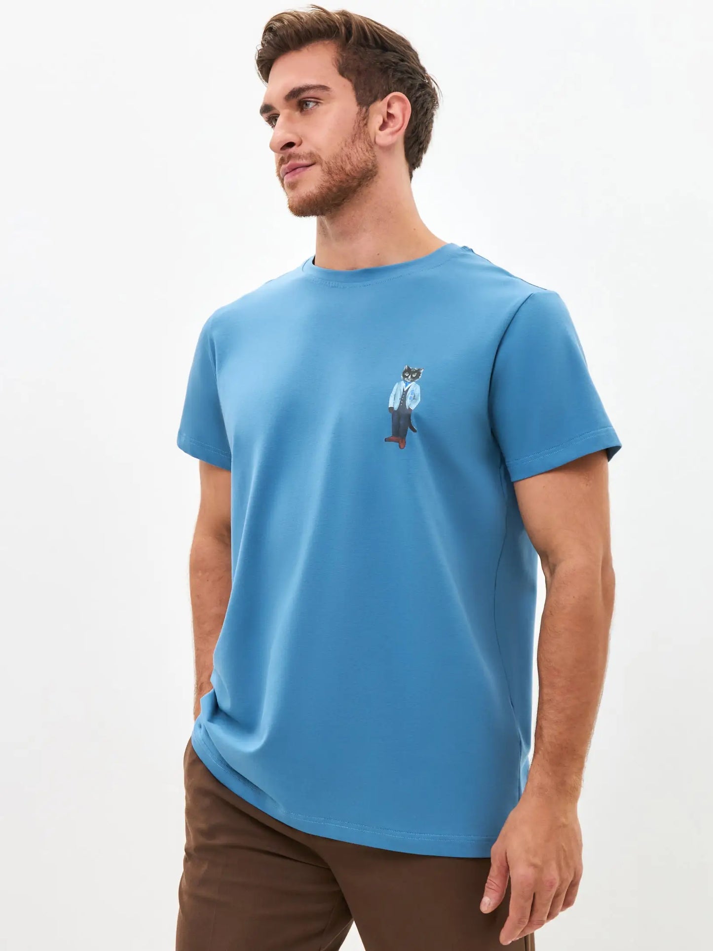 Blue Printed T-shirt SUIT CAT - T-shirt