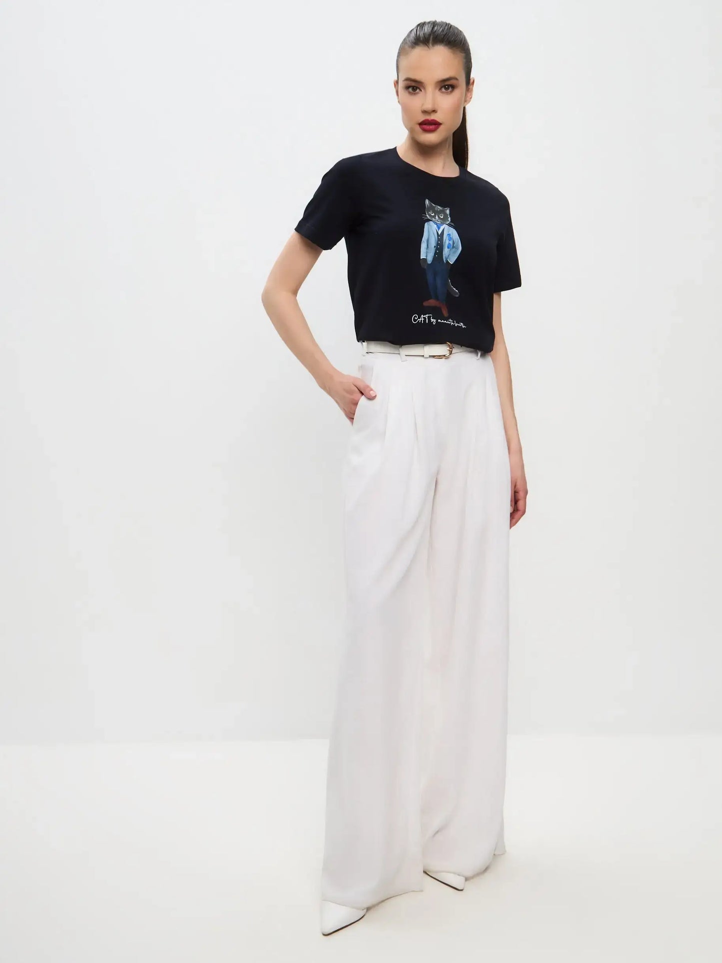 Blue Printed T-shirt SUIT CAT - T-shirt