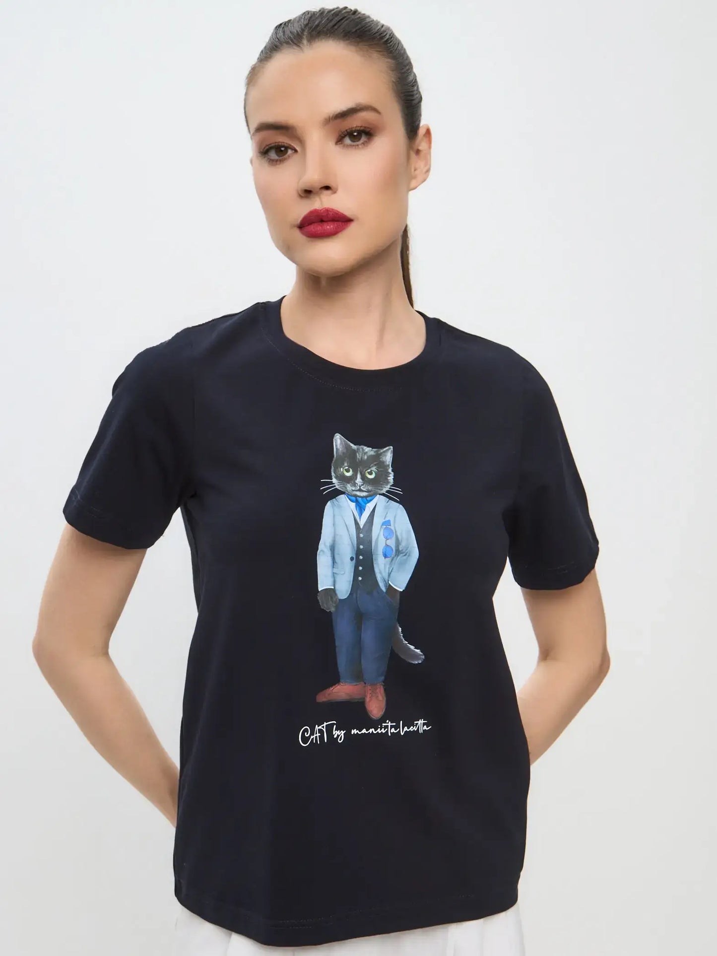 Blue Printed T-shirt SUIT CAT - T-shirt