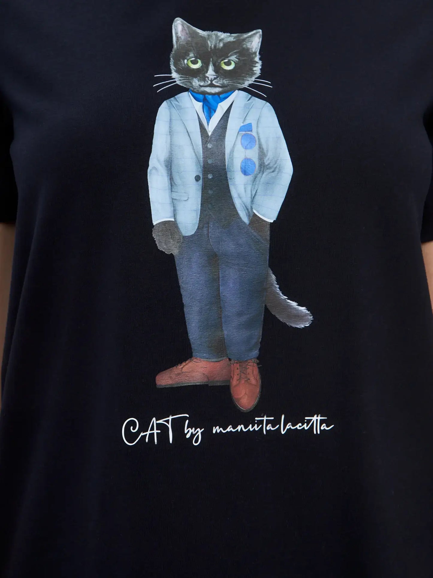 Blue Printed T-shirt SUIT CAT - T-shirt