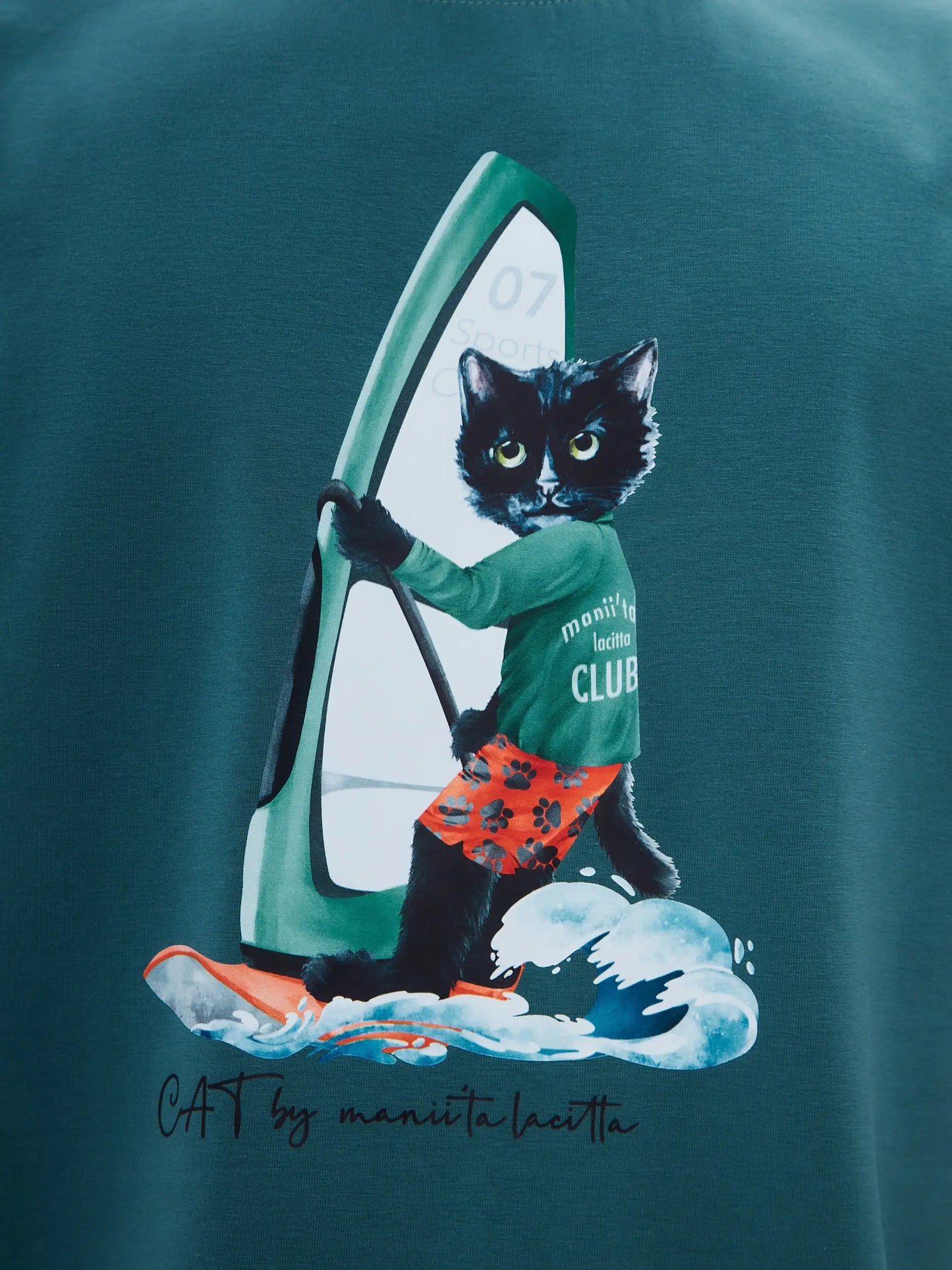 Blue t-shirt surfer cat - Funny Cat T-shirt | For Cat Lovers | CAT by maniita lacitta