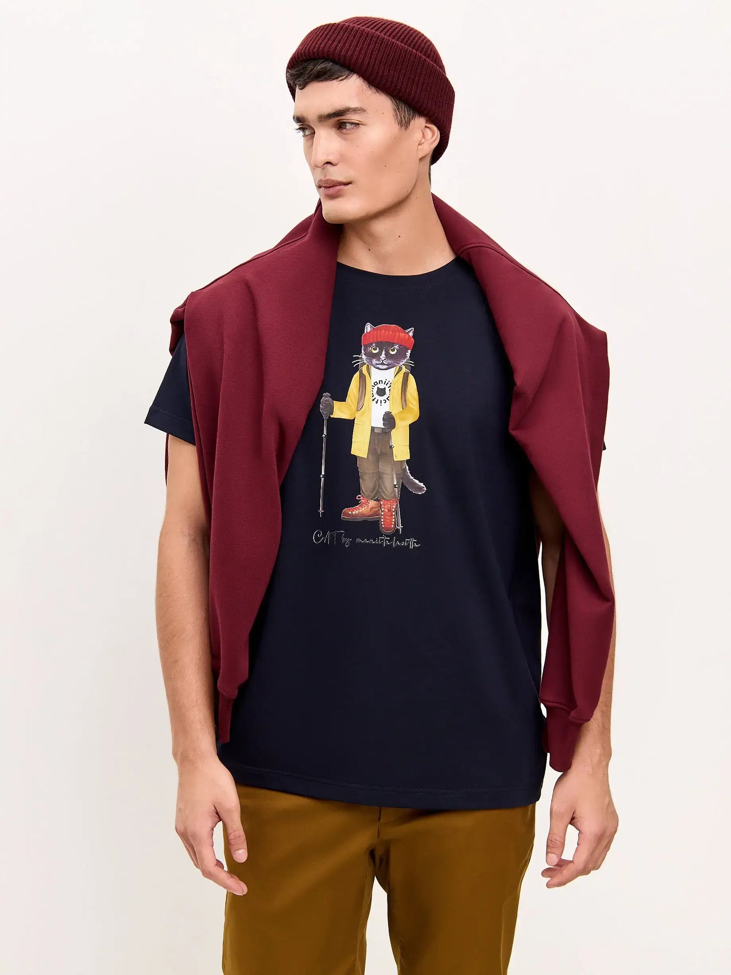 Blue Printed T-shirt TRAVEL CAT - T-shirt
