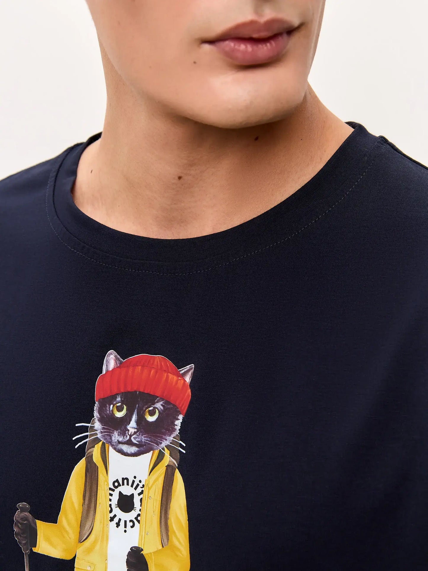 Blue Printed T-shirt TRAVEL CAT - T-shirt