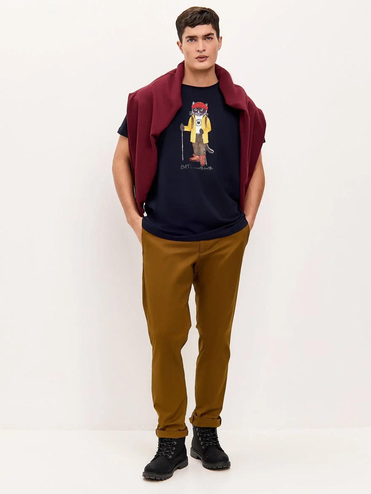 Blue Printed T-shirt TRAVEL CAT - T-shirt