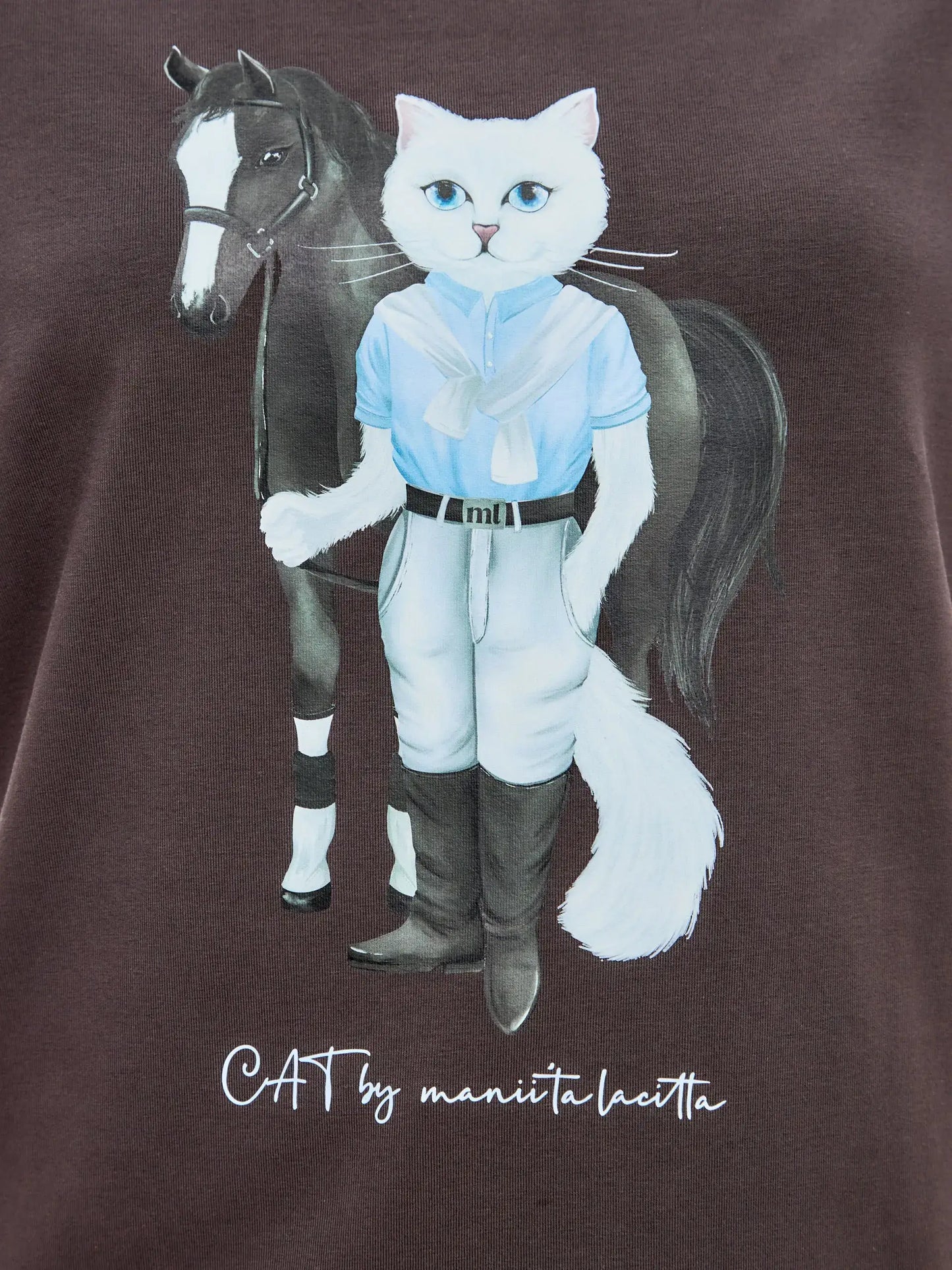 Brown Printed T-shirt RIDER CAT - T-shirt