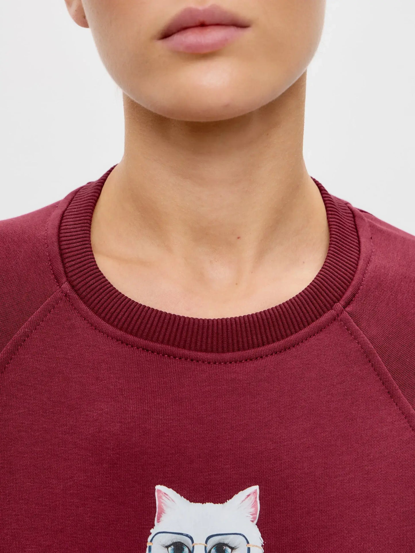 Burgundy Printed Sweatshirt COFFEE CAT - Hoodie & sweatshirt