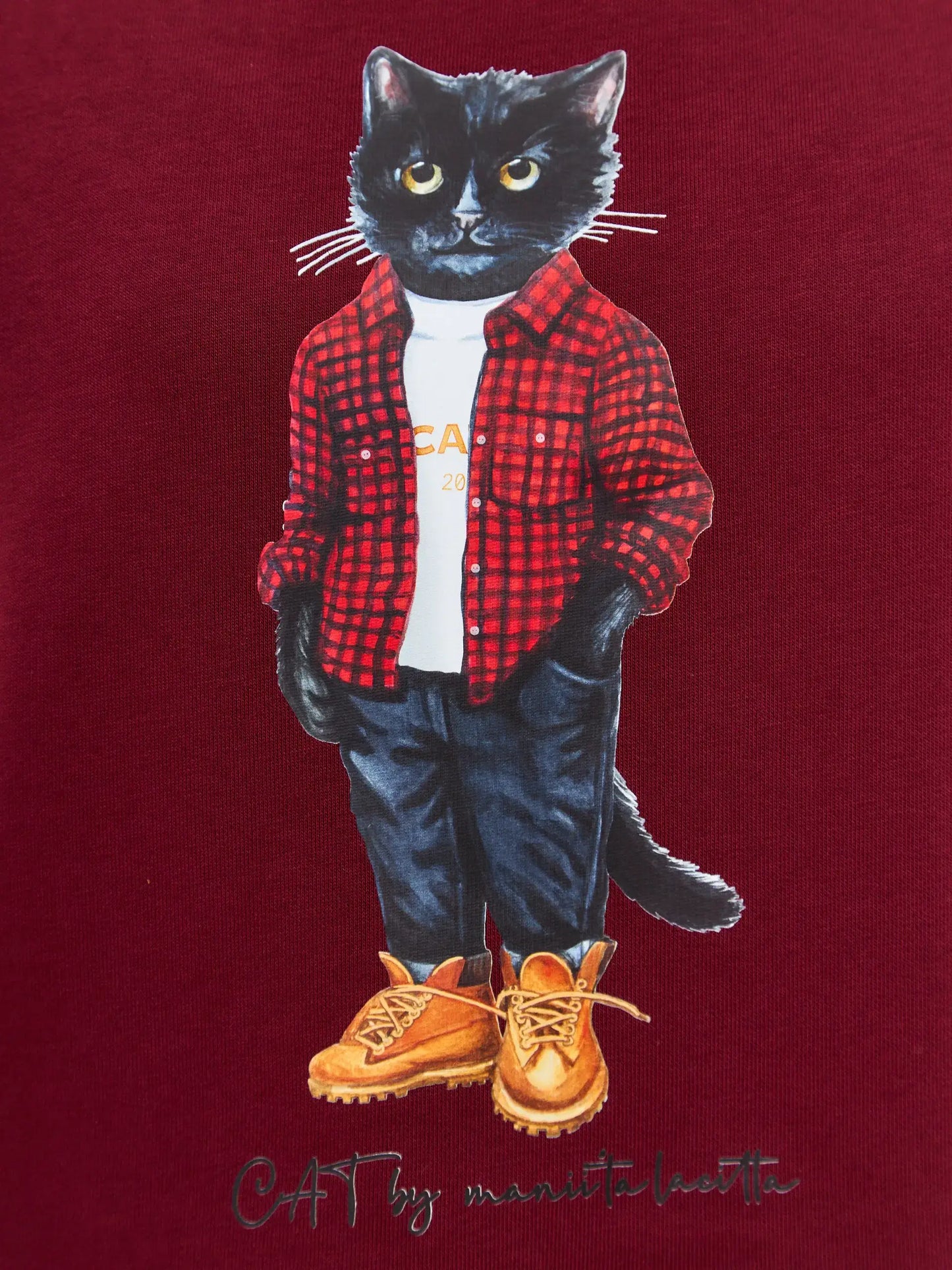 Burgundy Printed Sweatshirt COUNTRY CAT - Hoodie & sweatshirt