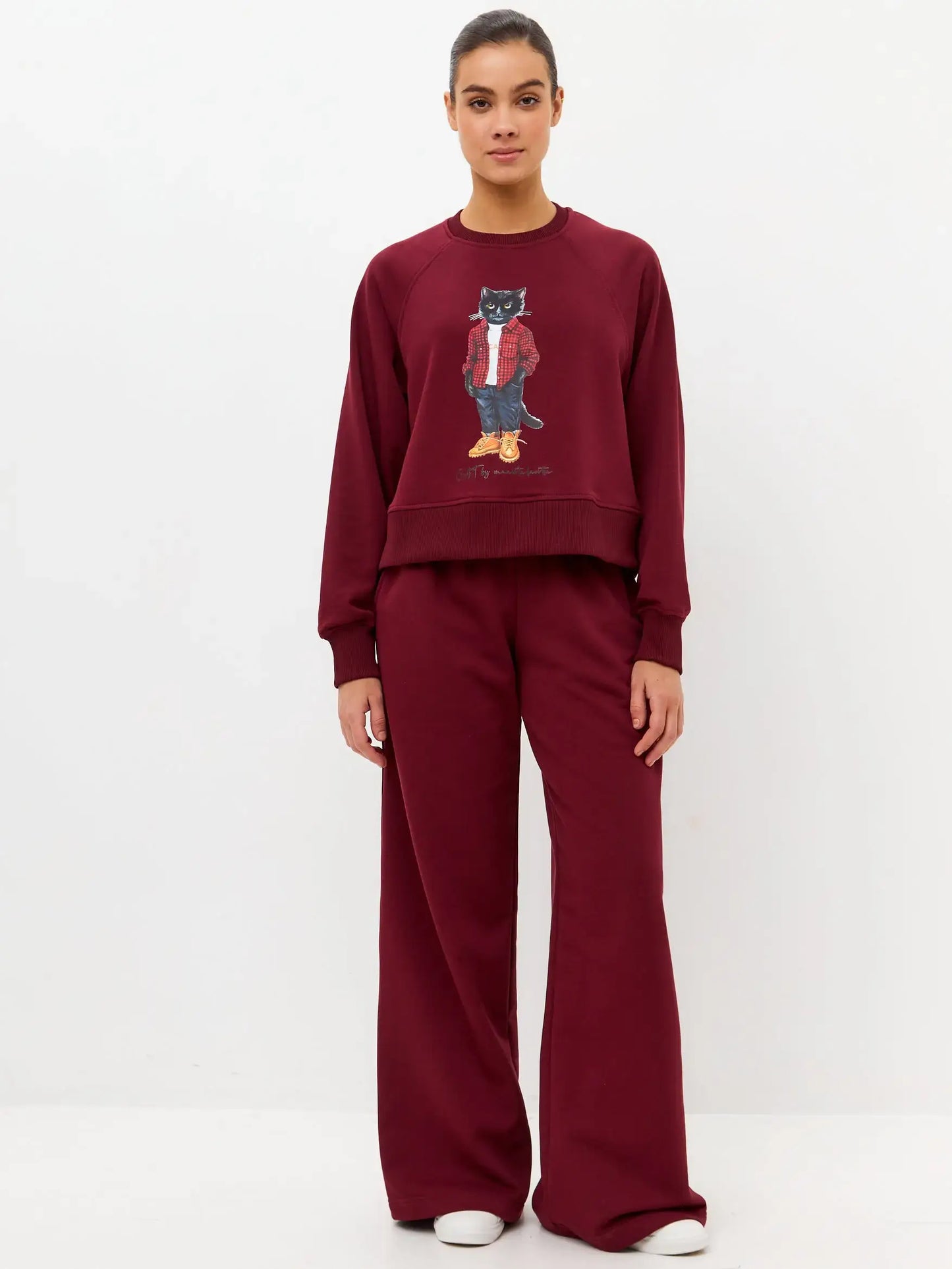 Burgundy Printed Sweatshirt COUNTRY CAT - Hoodie & sweatshirt