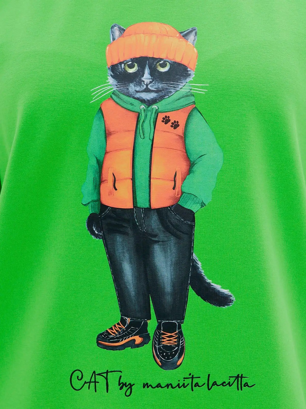 Green t-shirt hoodie cat - Funny Cat T-shirt | For Cat Lovers | CAT by maniita lacitta