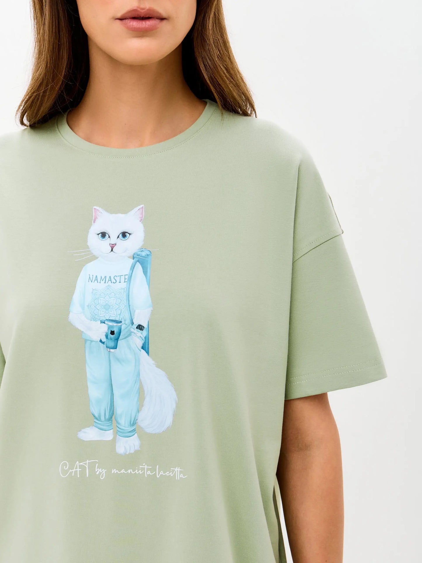 Green t-shirt yoga cat - Funny Cat T-shirt | For Cat Lovers | CAT by maniita lacitta