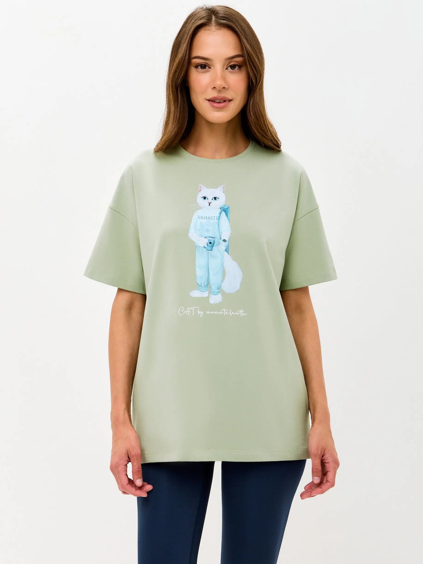 Green t-shirt yoga cat - Funny Cat T-shirt | For Cat Lovers | CAT by maniita lacitta