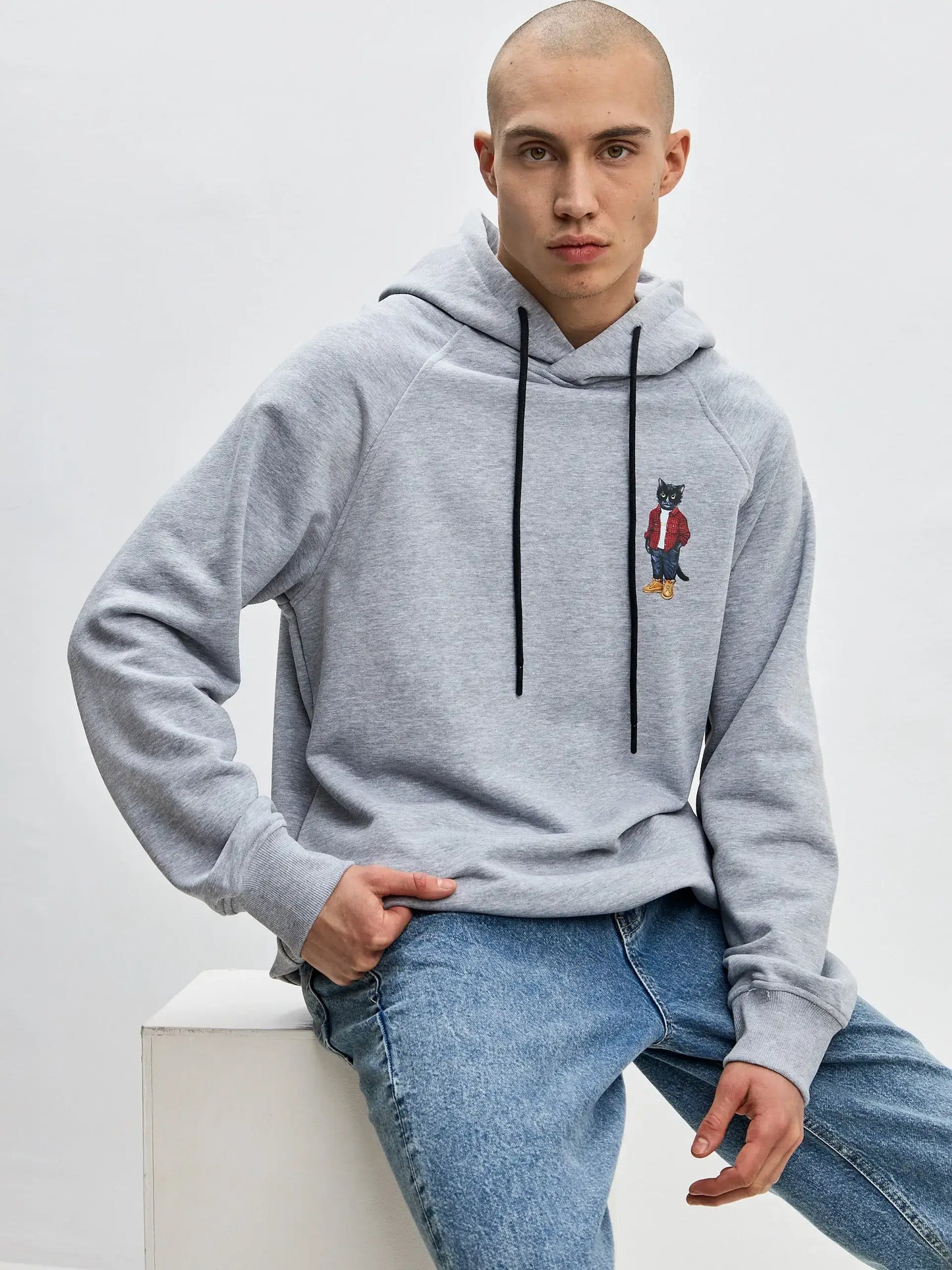 Grey Printed Hoodie COUNTRY CAT - Hoodie & sweatshirt