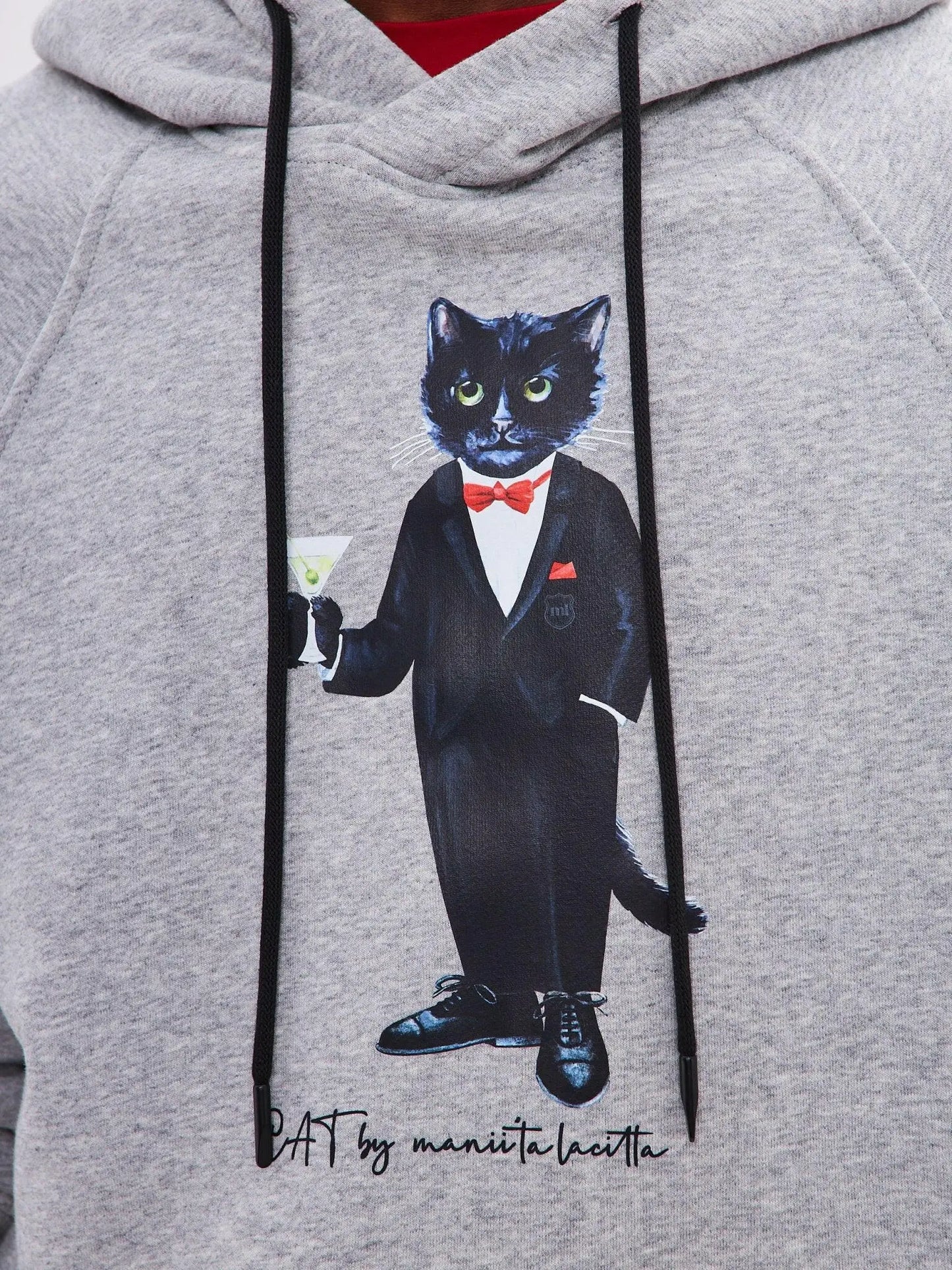 Grey printed hoodie dandy cat - Funny Cat Hoodie & sweatshirt | For Cat Lovers | CAT by maniita