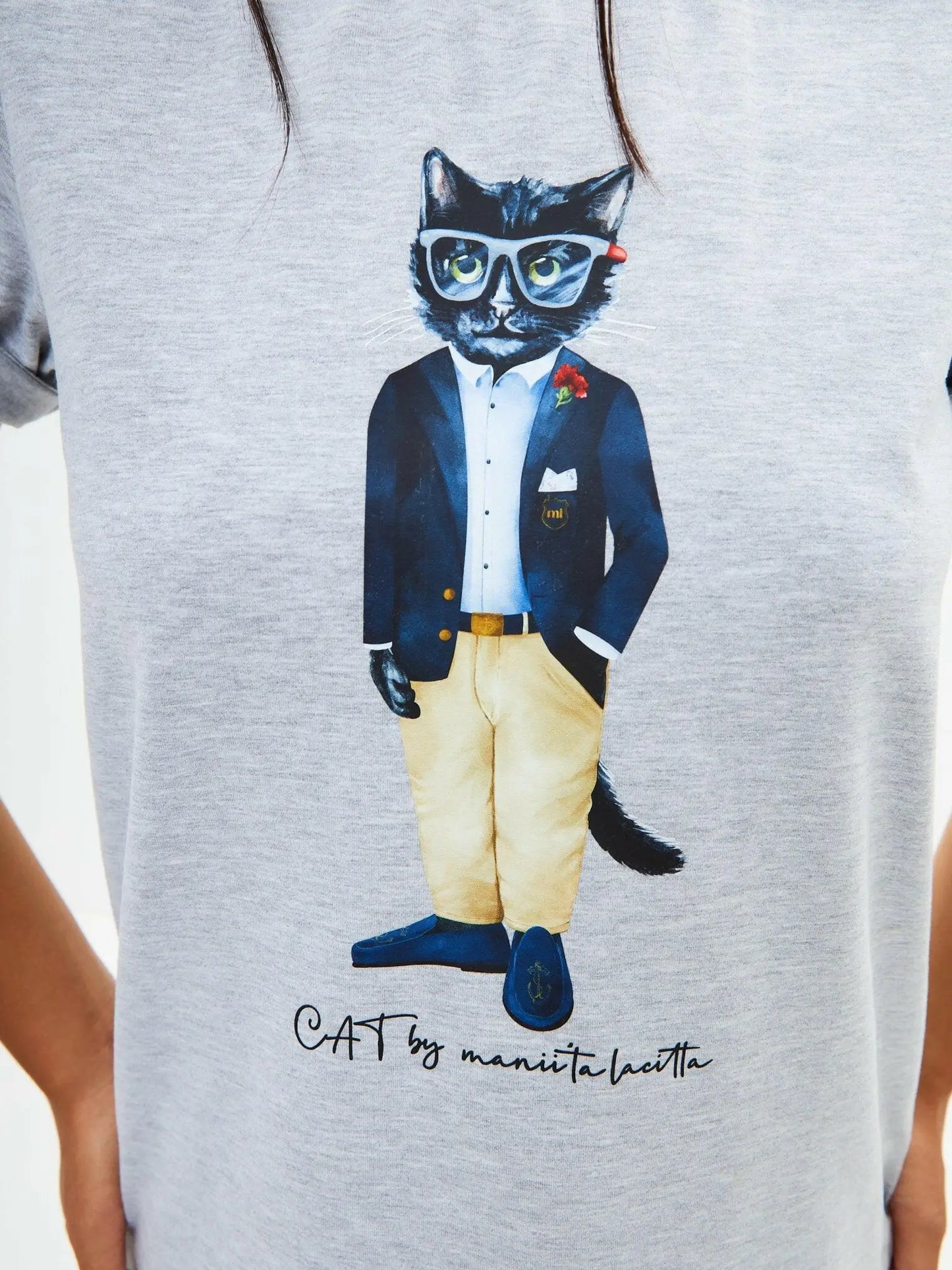Grey t-shirt regatta cat - Funny Cat T-shirt | For Cat Lovers | CAT by maniita lacitta