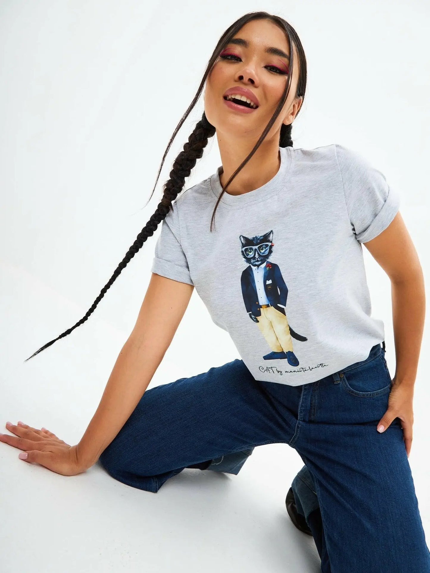 Grey t-shirt regatta cat - Funny Cat T-shirt | For Cat Lovers | CAT by maniita lacitta